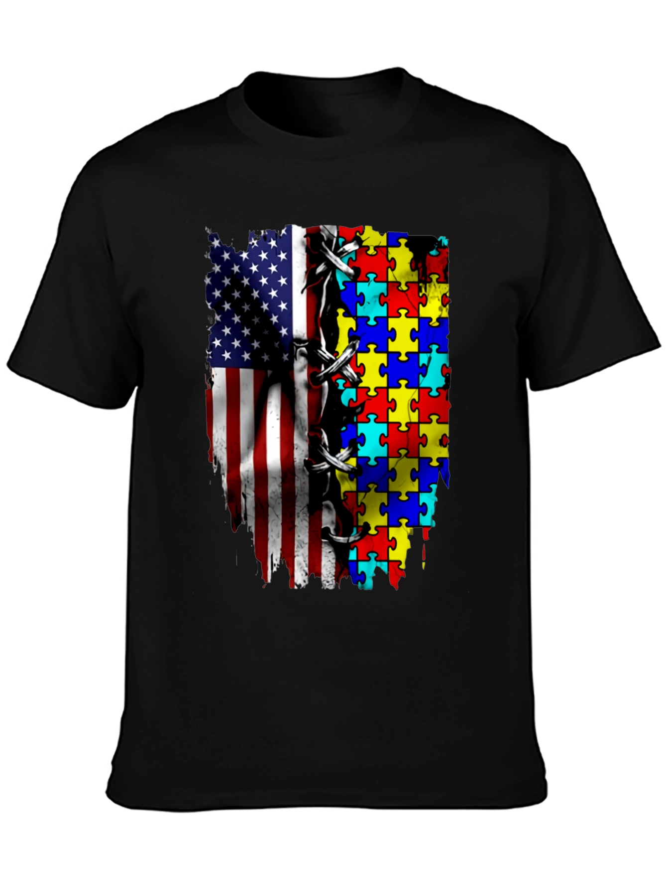 Autism Awareness USA Flag T-Shirt