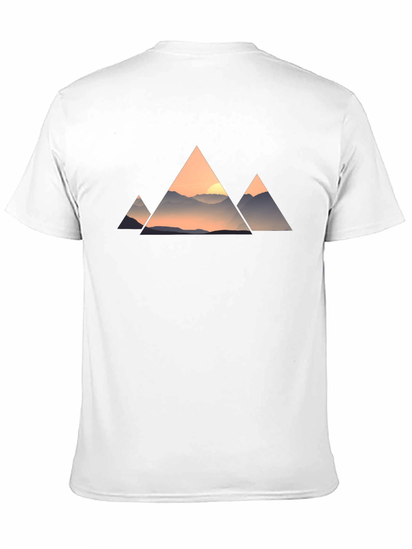 Mountain Sunset Triangle Graphic Tee - Black Cotton Blend