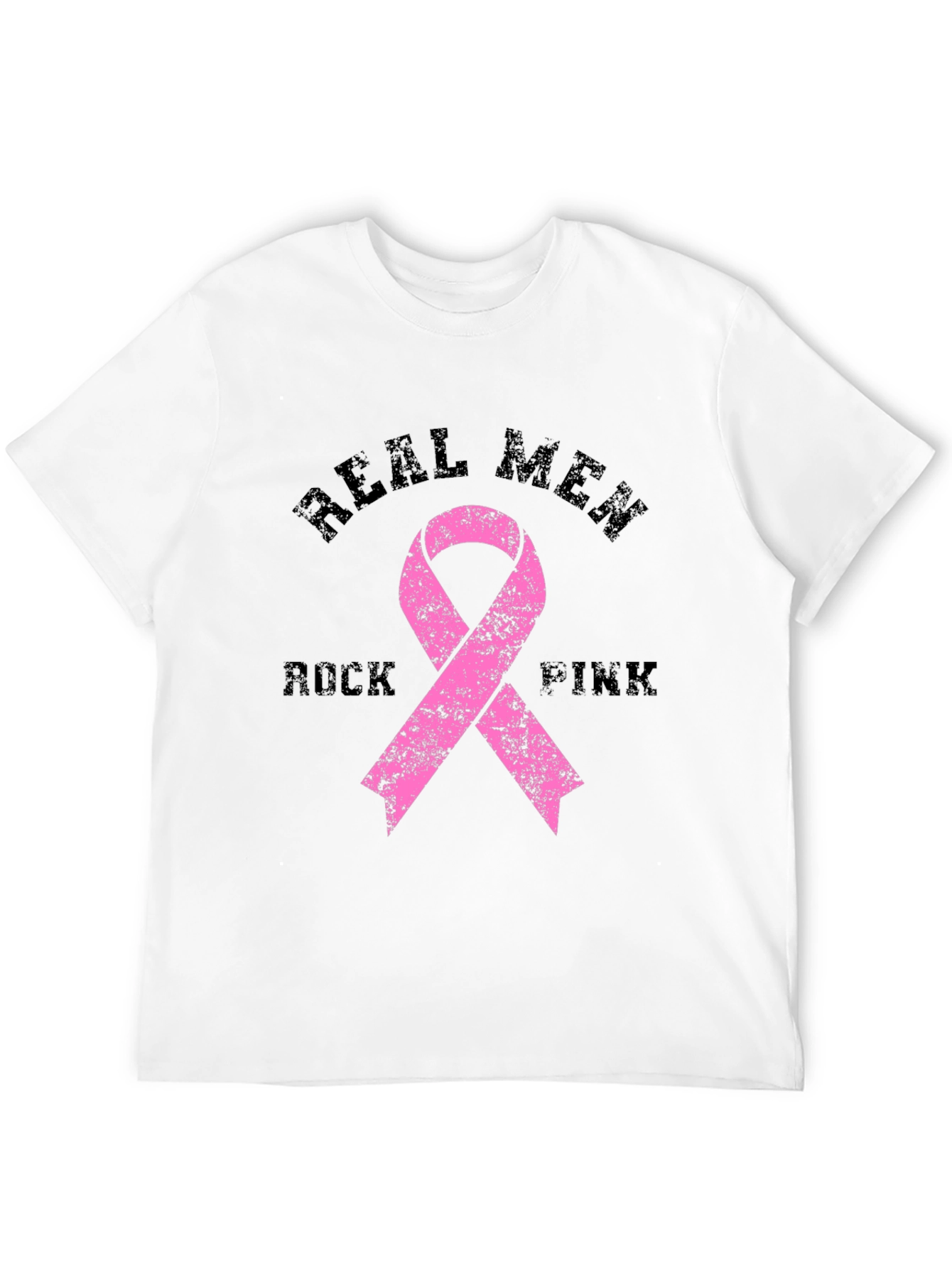 Real Men Rock Pink Breast Cancer Awareness T-Shirt