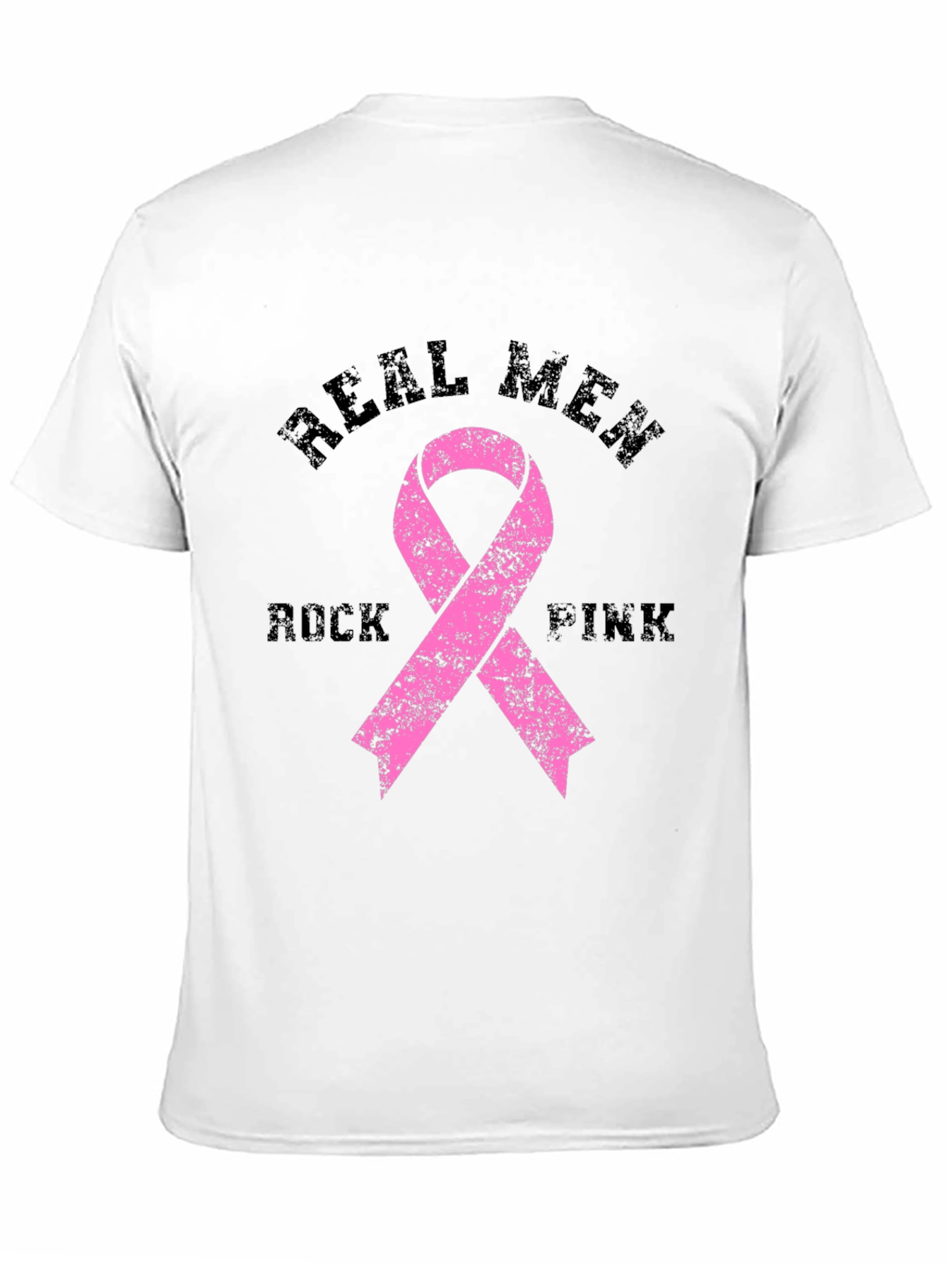 Real Men Rock Pink Breast Cancer Awareness T-Shirt