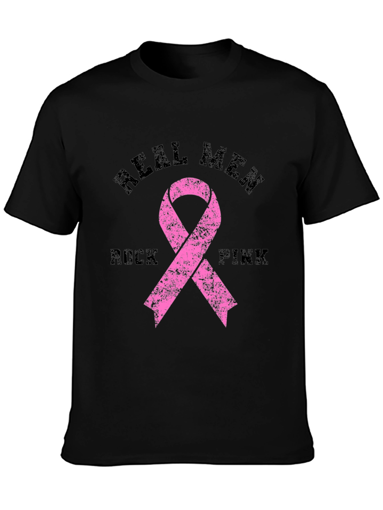 Real Men Rock Pink Breast Cancer Awareness T-Shirt