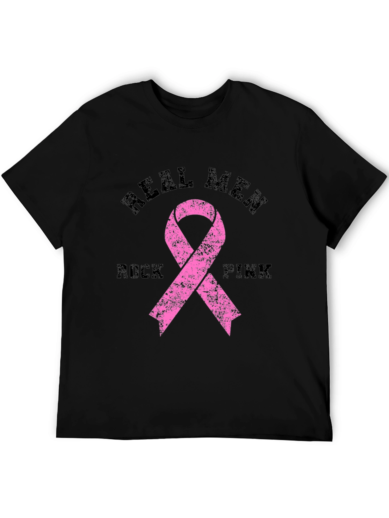 Real Men Rock Pink Breast Cancer Awareness T-Shirt