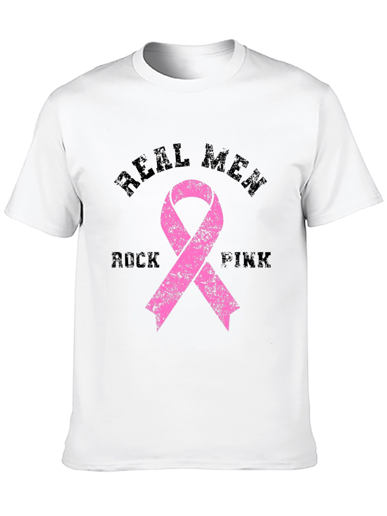 Real Men Rock Pink Breast Cancer Awareness T-Shirt