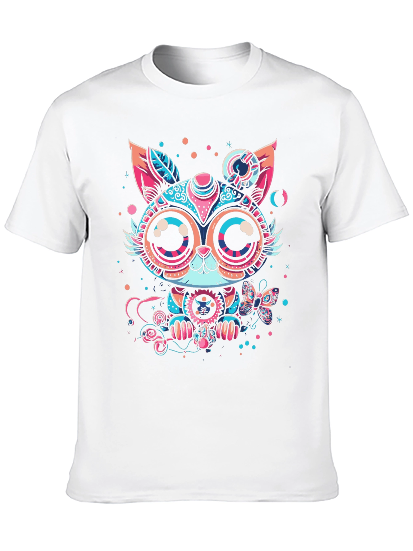 Steampunk Cat Graphic Print Black T-Shirt