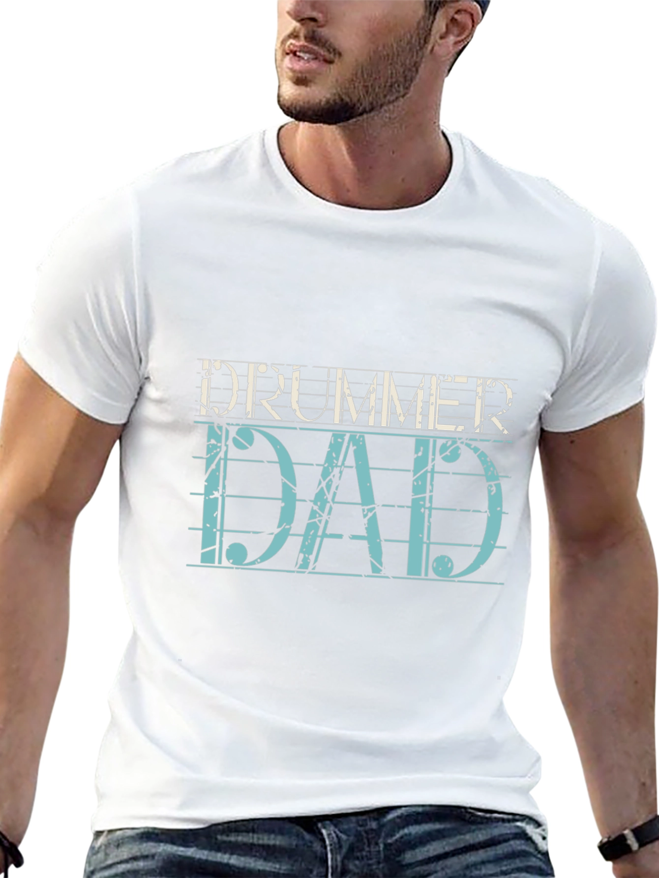 Drummer Dad Graphic T-Shirt - Black Cotton Tee