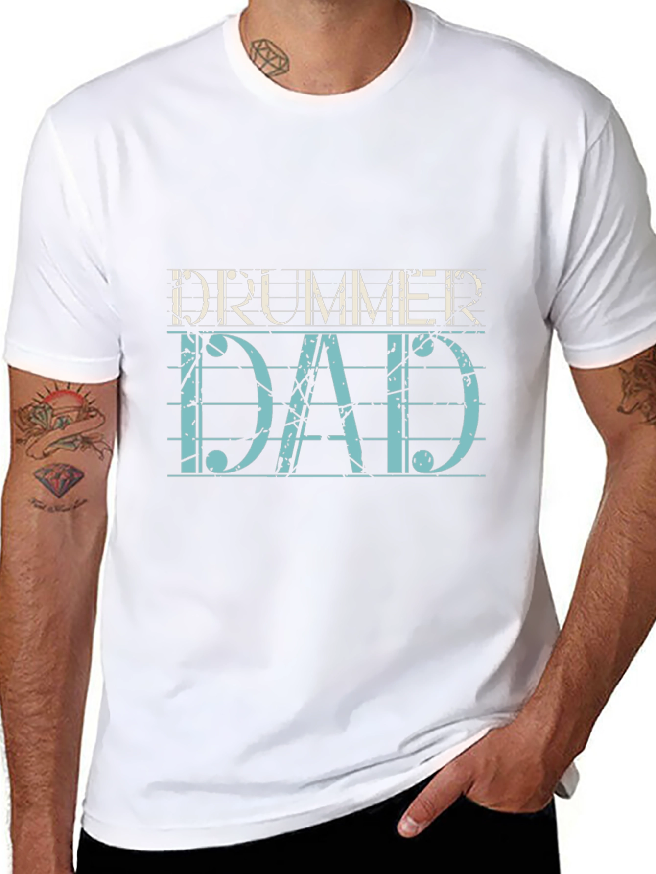 Drummer Dad Graphic T-Shirt - Black Cotton Tee
