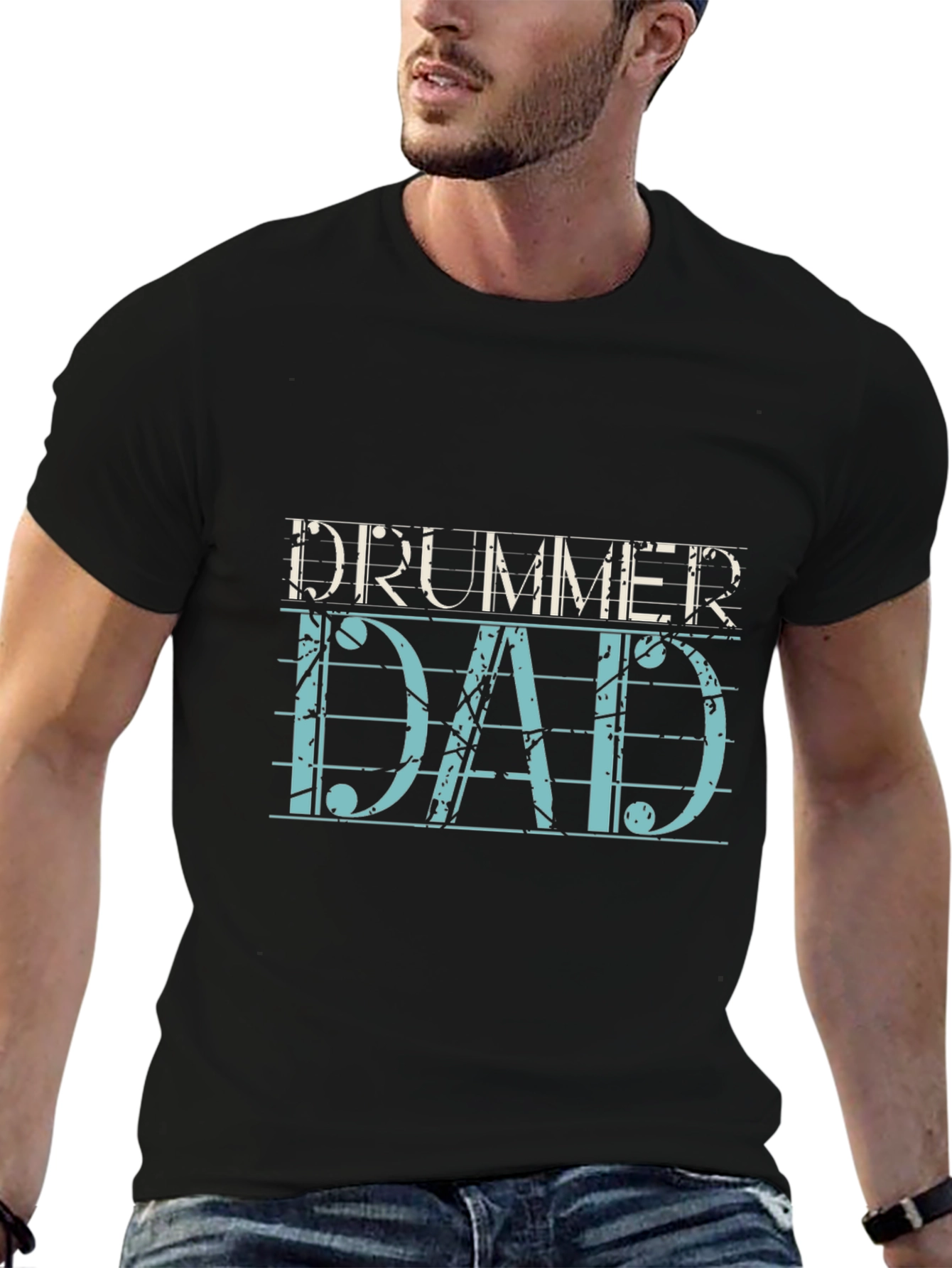 Drummer Dad Graphic T-Shirt - Black Cotton Tee