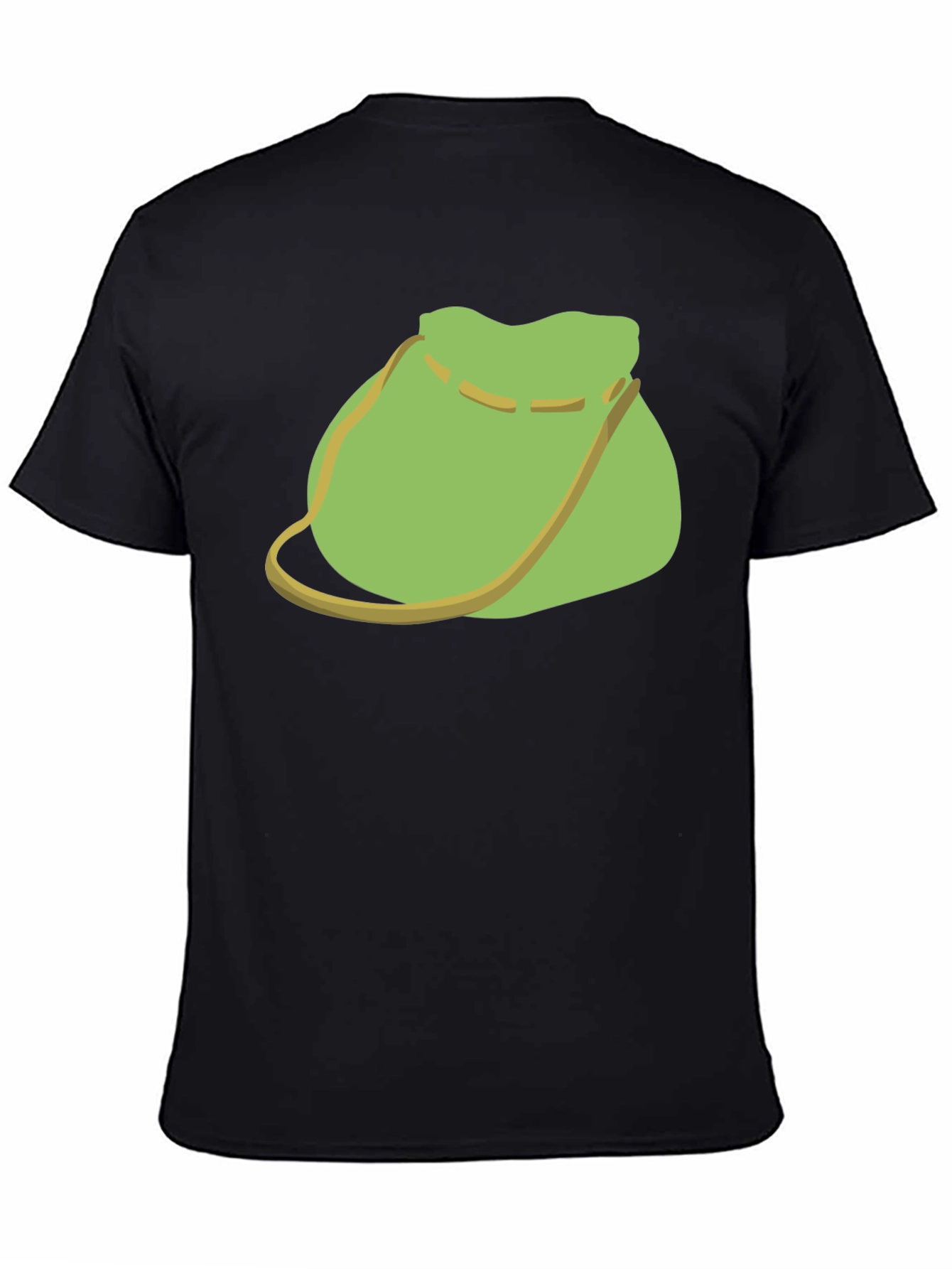Green Pouch Graphic Tee - Casual Black T-Shirt