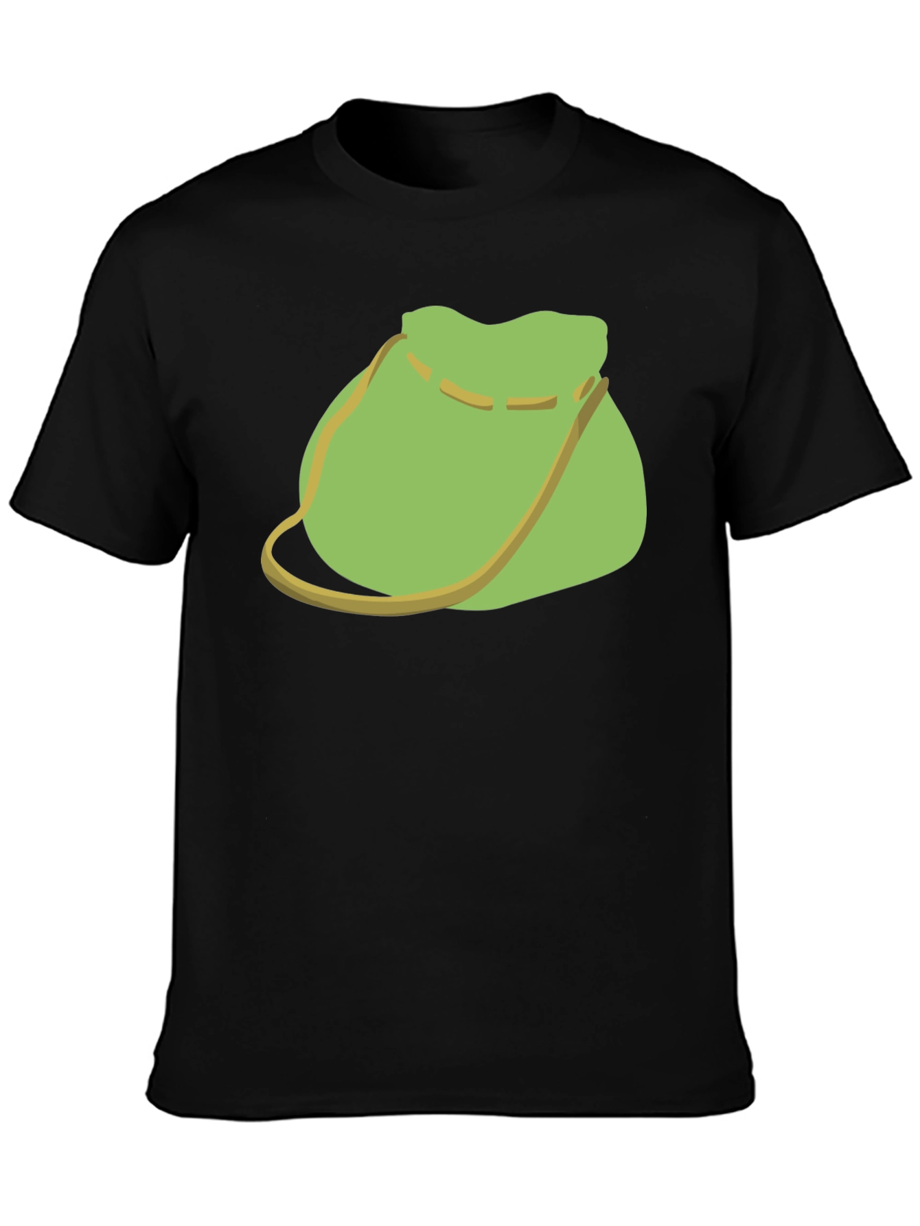 Green Pouch Graphic Tee - Casual Black T-Shirt