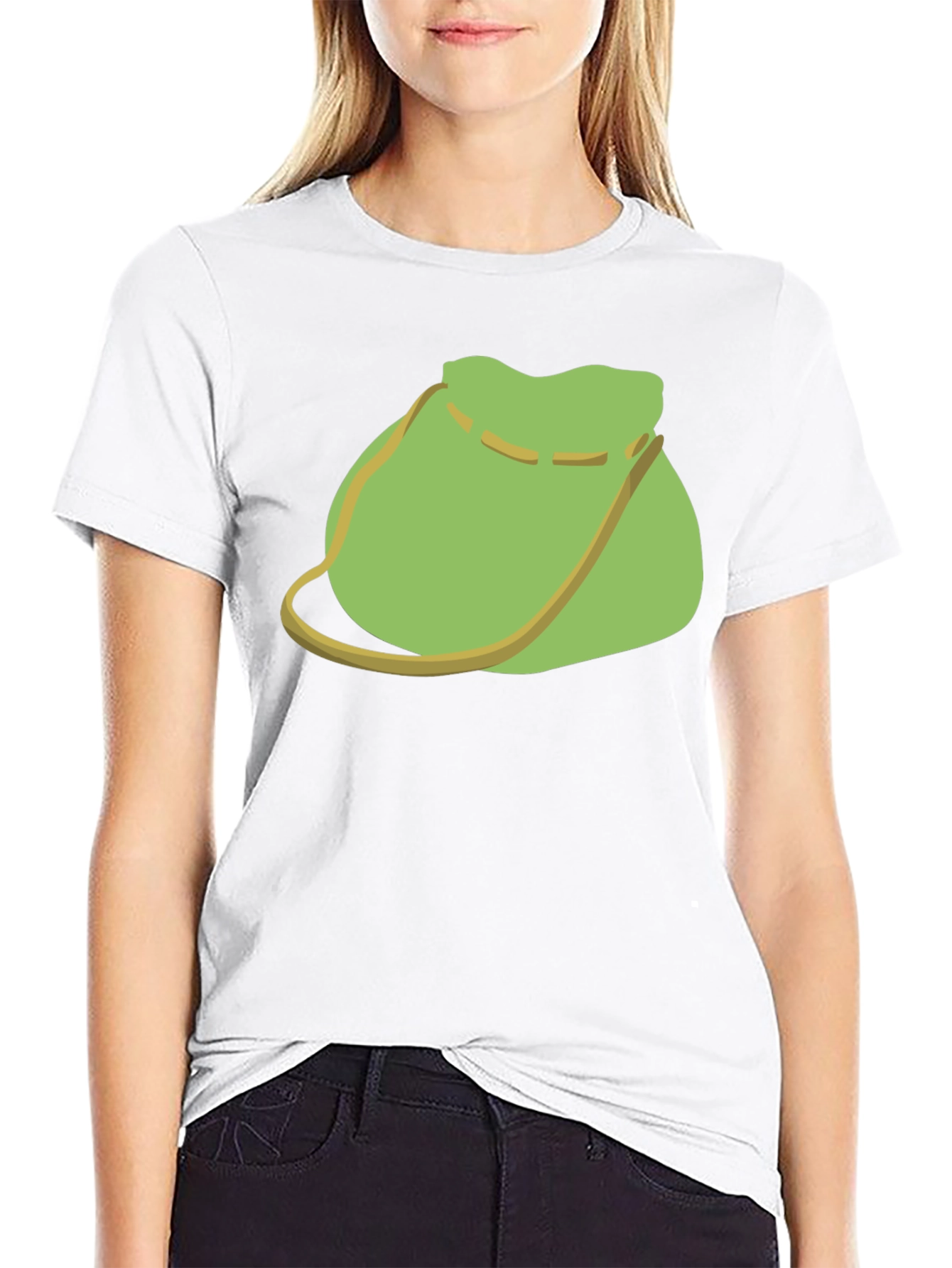 Green Pouch Graphic Tee - Casual Black T-Shirt