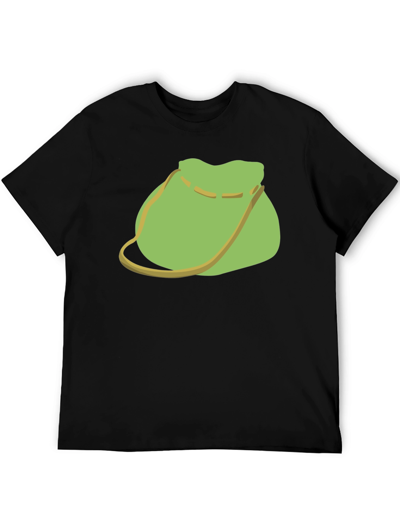 Green Pouch Graphic Tee - Casual Black T-Shirt