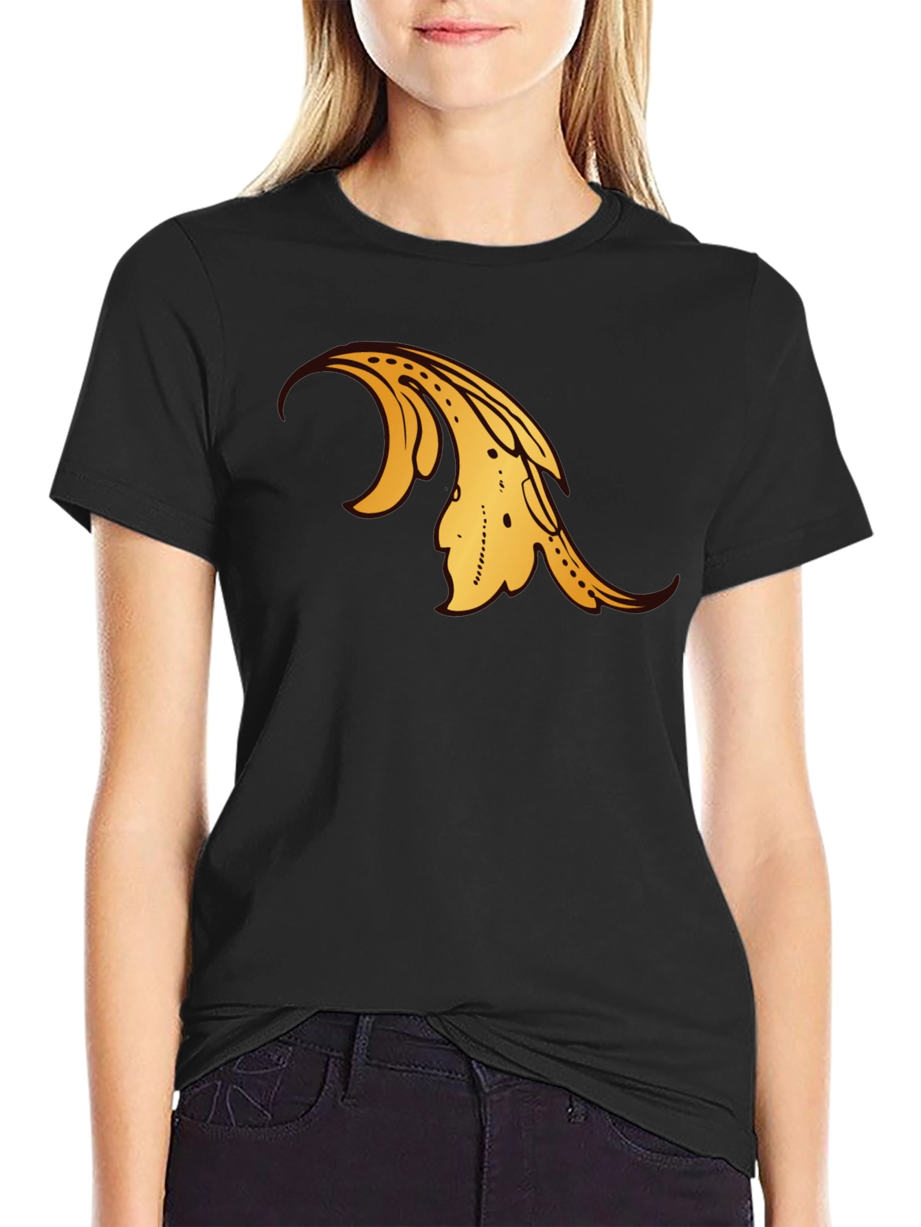 Black T-Shirt with Gold Ornamental Design