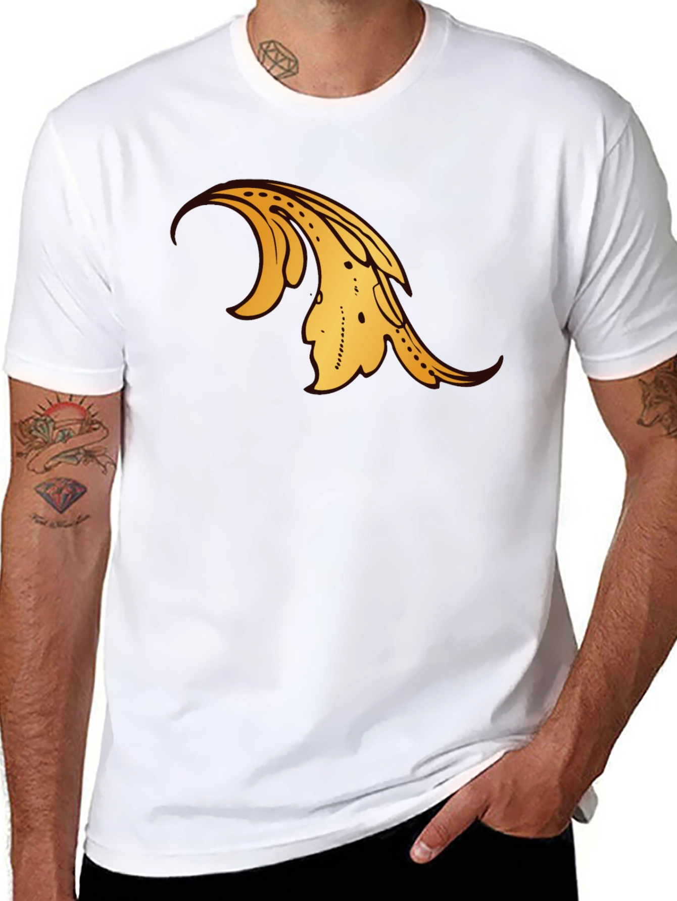 Black T-Shirt with Gold Ornamental Design