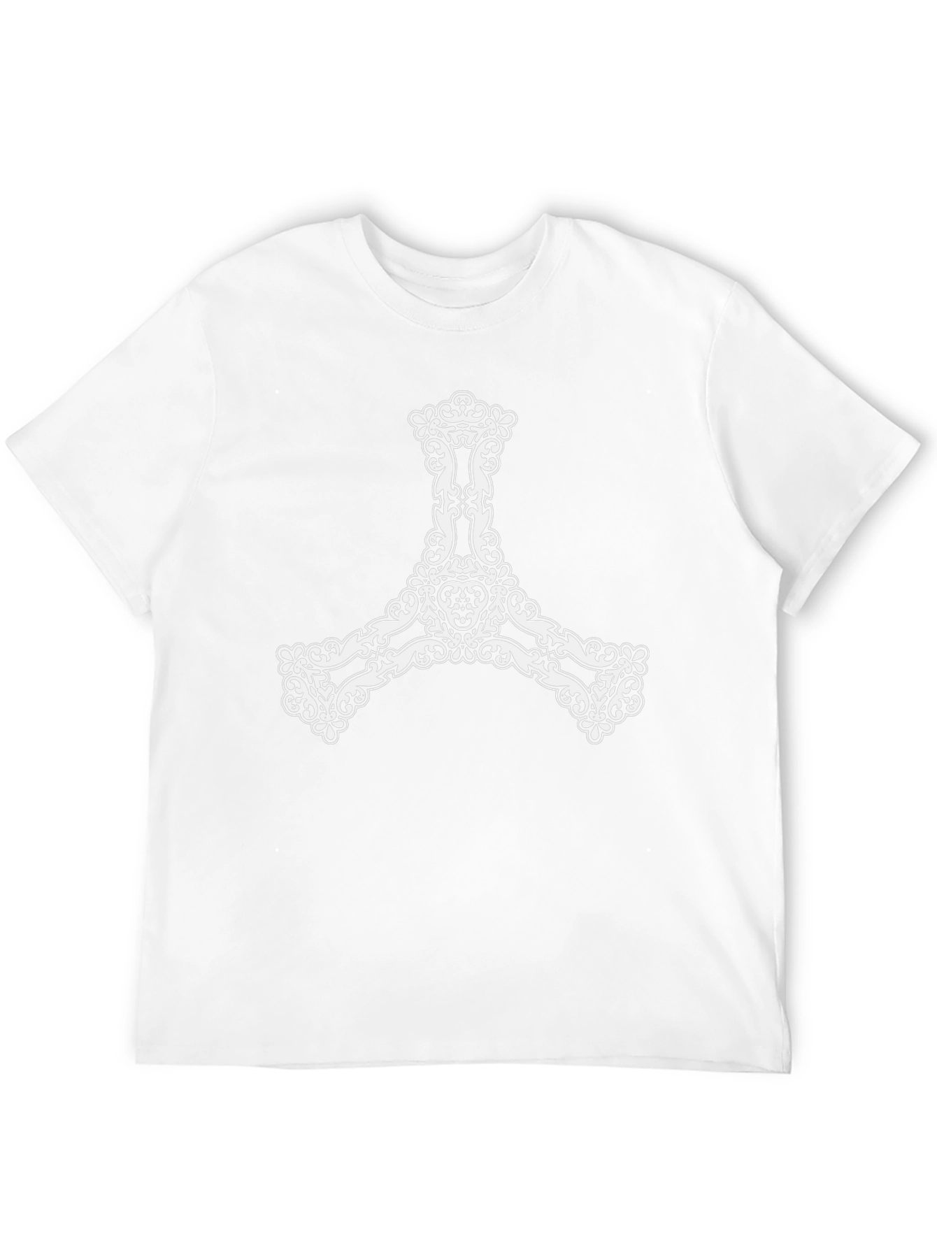 Black Tee with Ornate Y-Shape Graphic