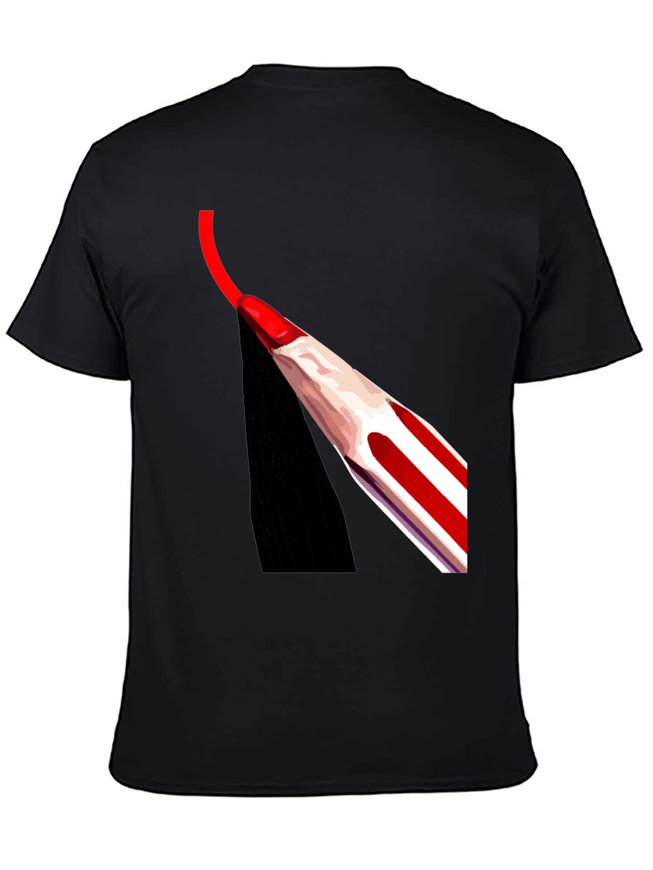Red Pencil Art Black T-Shirt