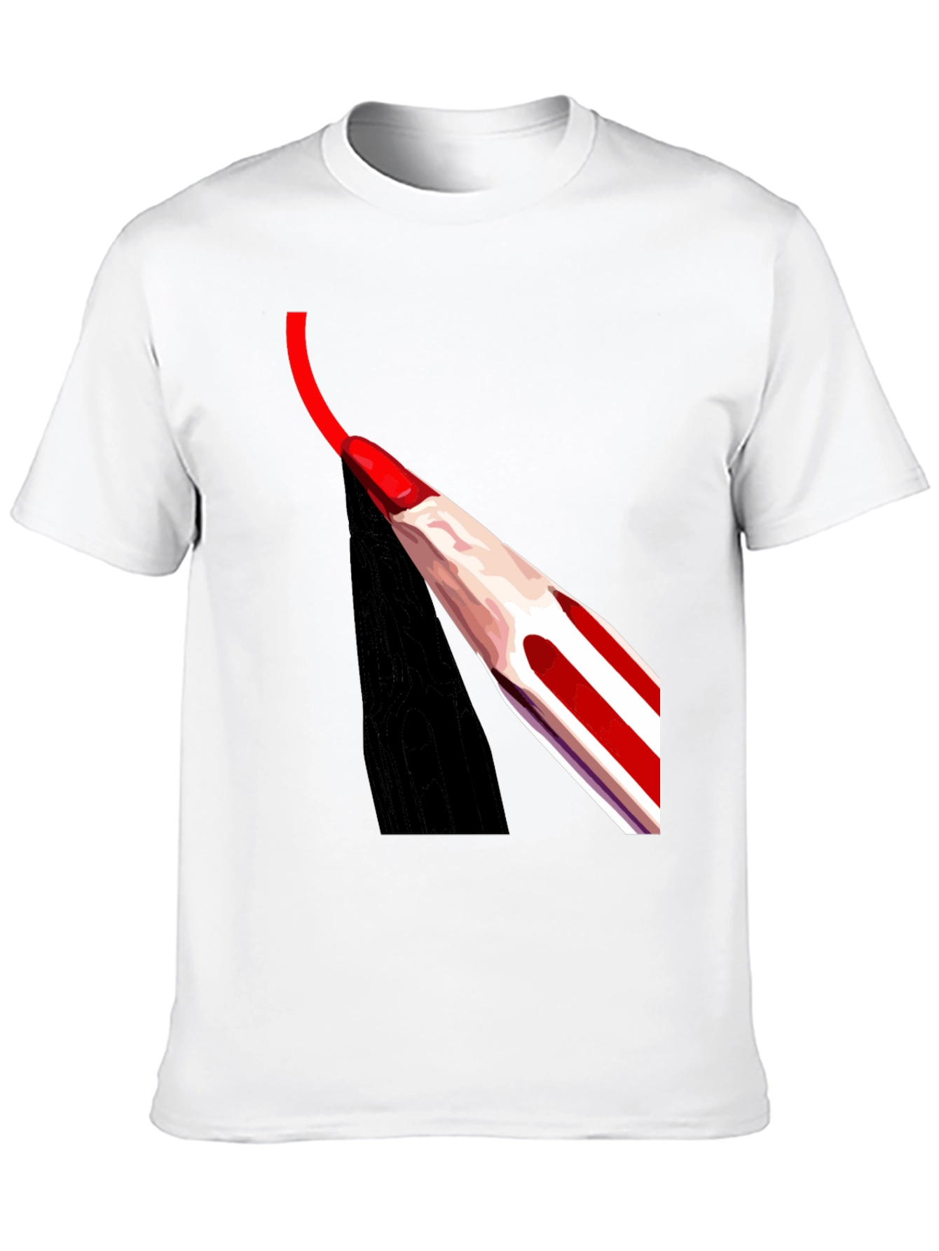 Red Pencil Art Black T-Shirt