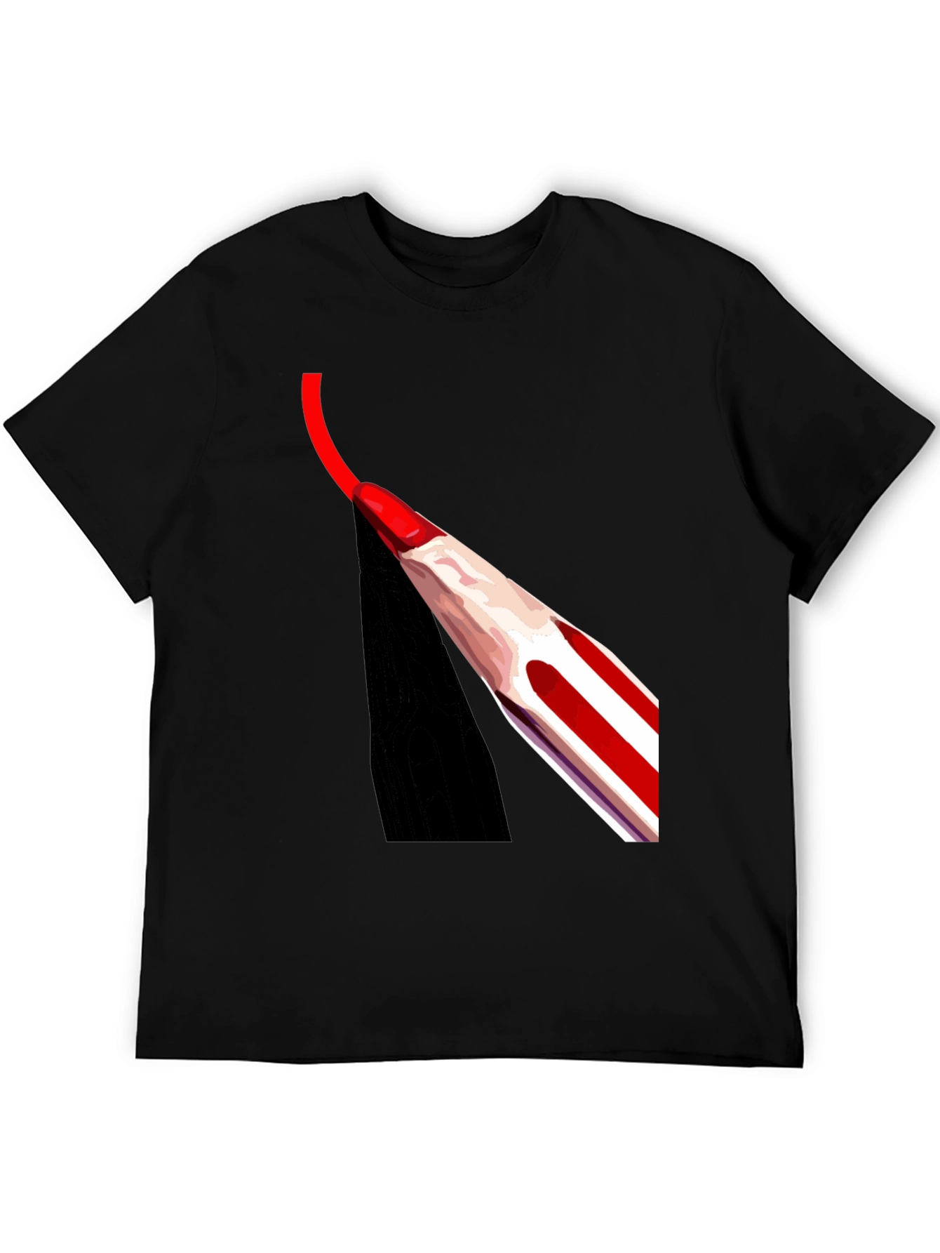 Red Pencil Art Black T-Shirt