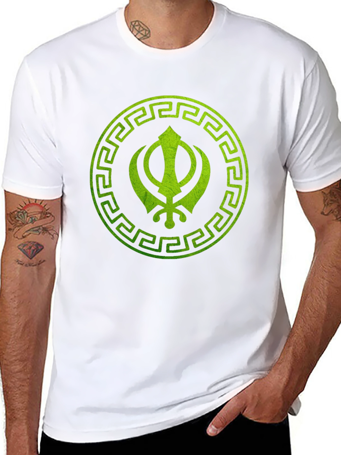 Sikh Symbol Printed Black T-Shirt