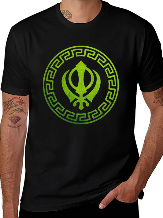 Sikh Symbol Printed Black T-Shirt
