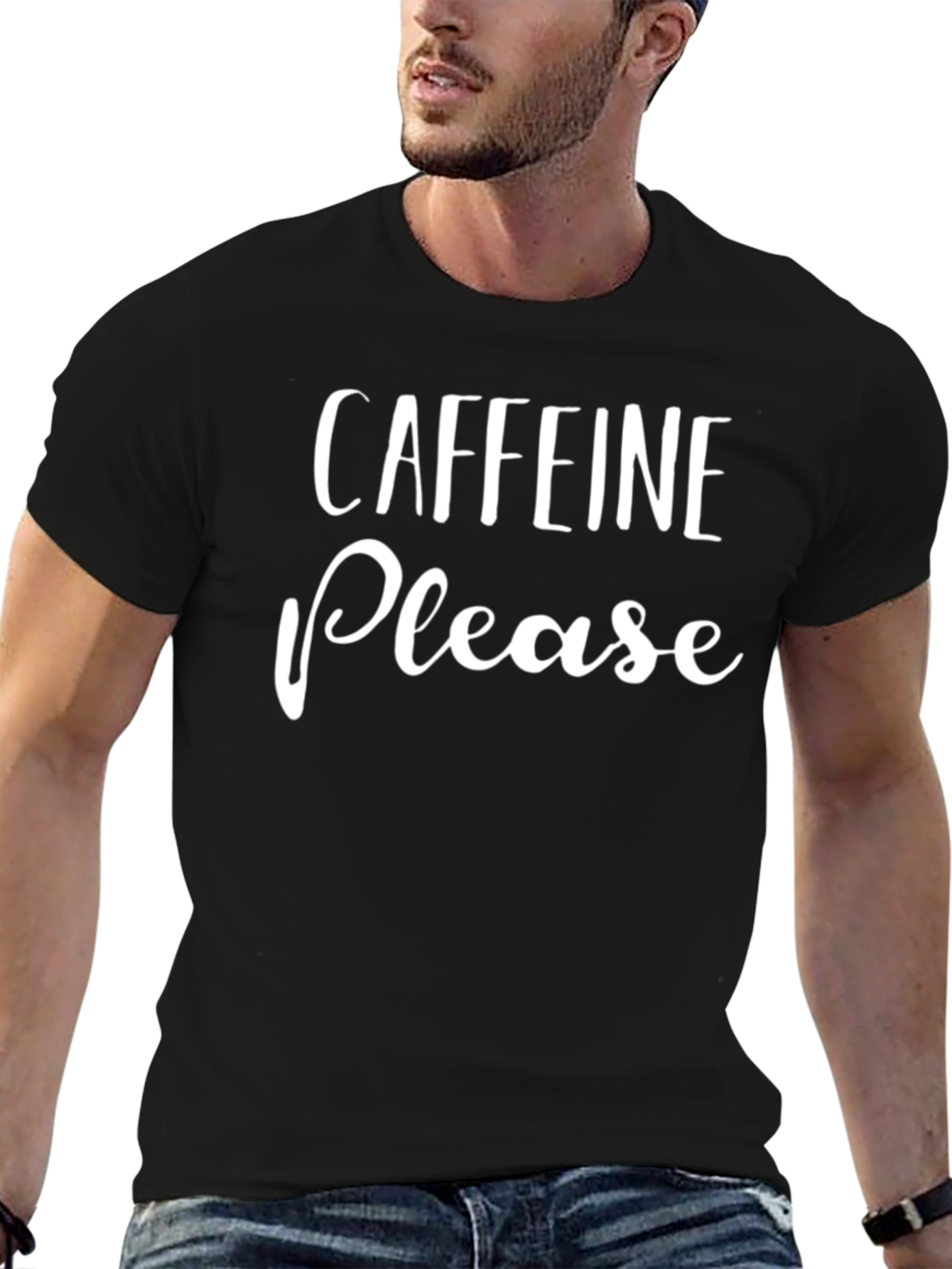 Caffeine Please Graphic Tee - Black Short Sleeve