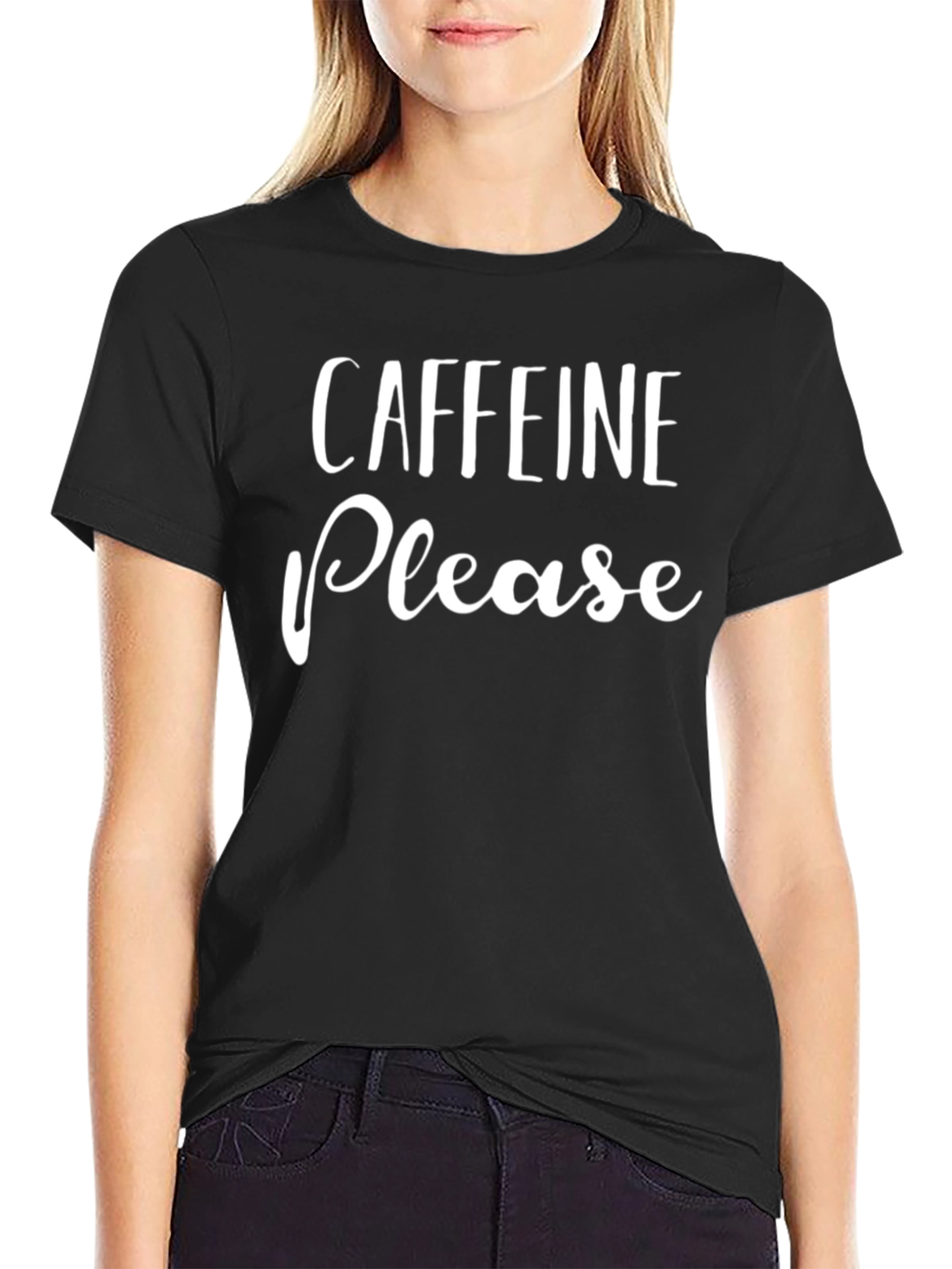 Caffeine Please Graphic Tee - Black Short Sleeve