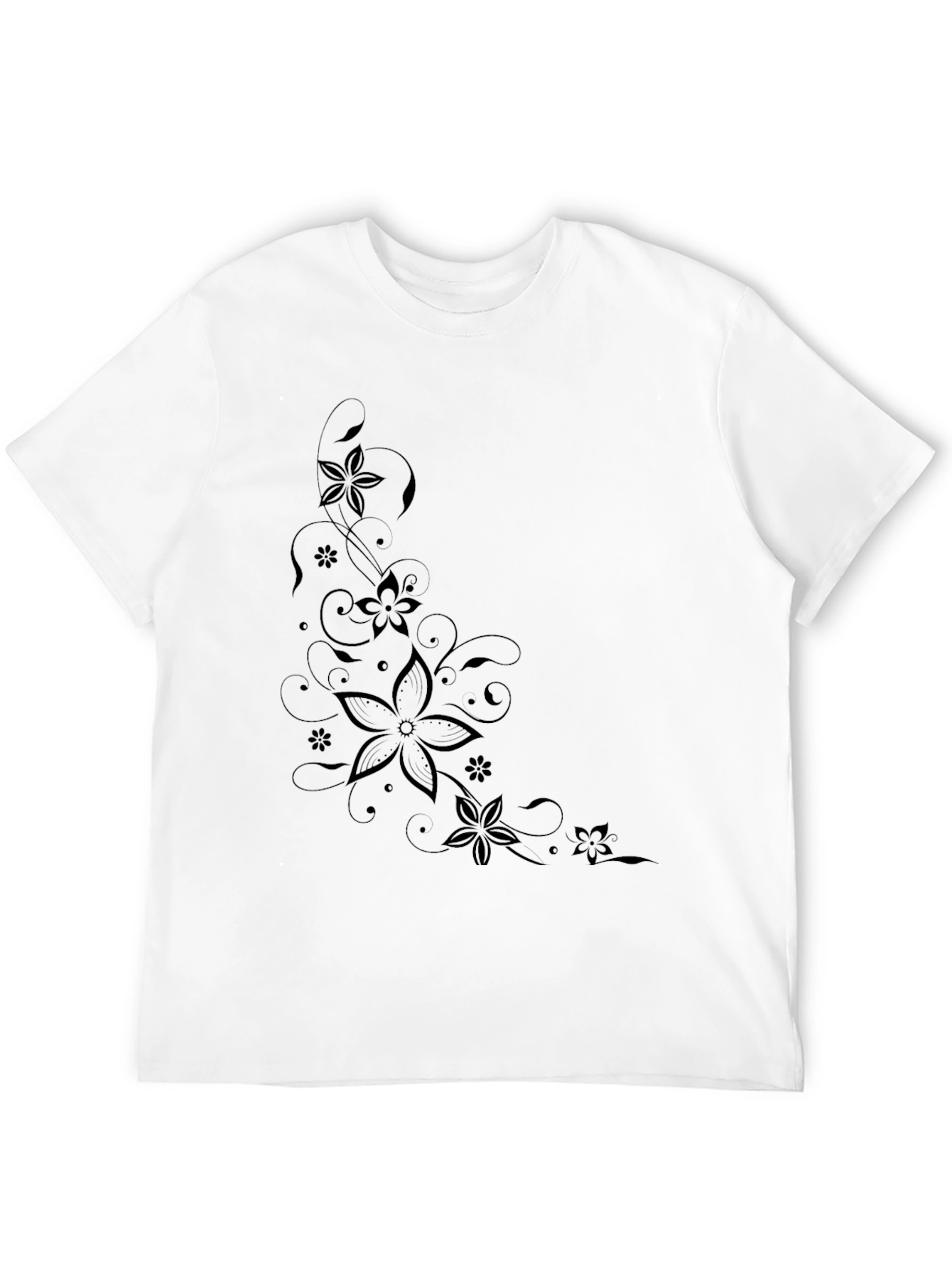 Floral Print Black T-Shirt | Modern Style
