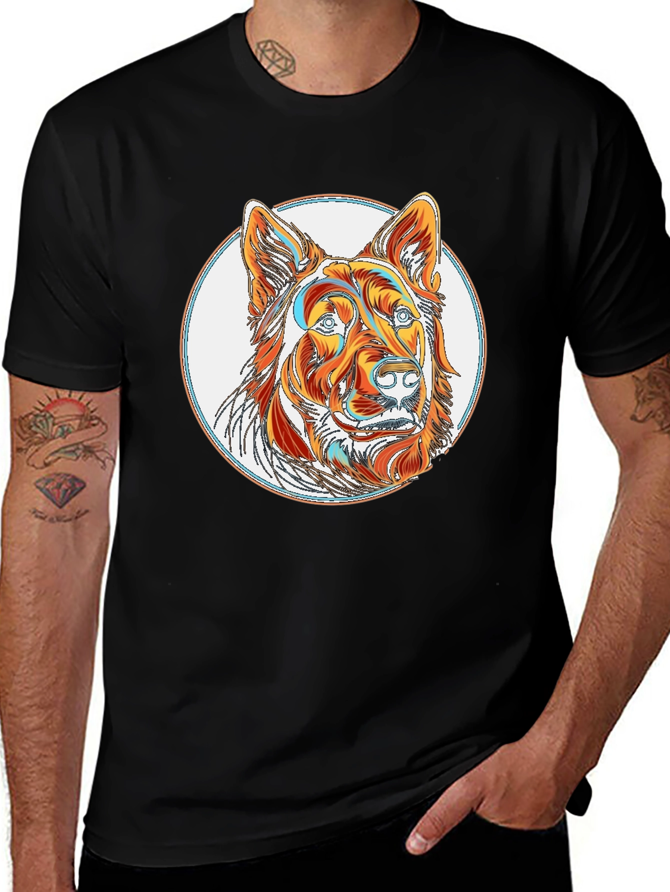 German Shepherd Art T-Shirt - Black
