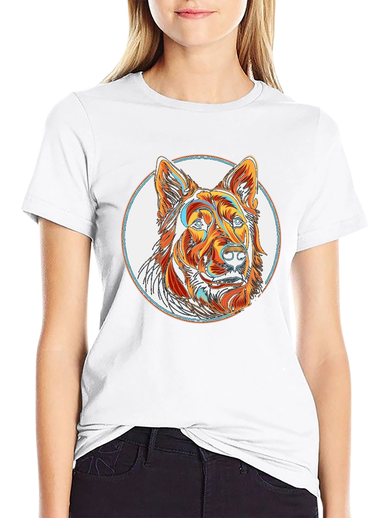 German Shepherd Art T-Shirt - Black