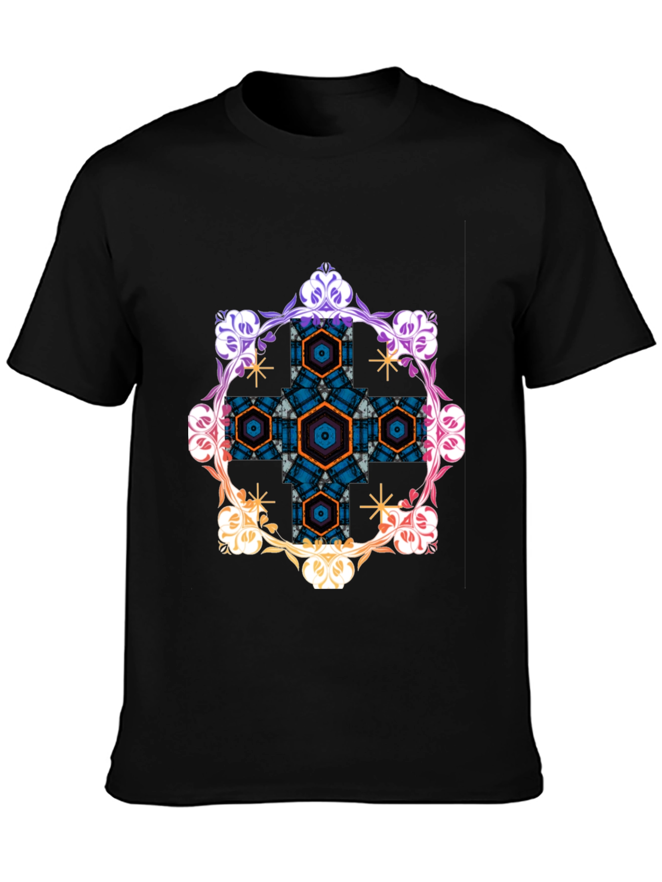 Geometric Hexagon Floral Graphic Tee