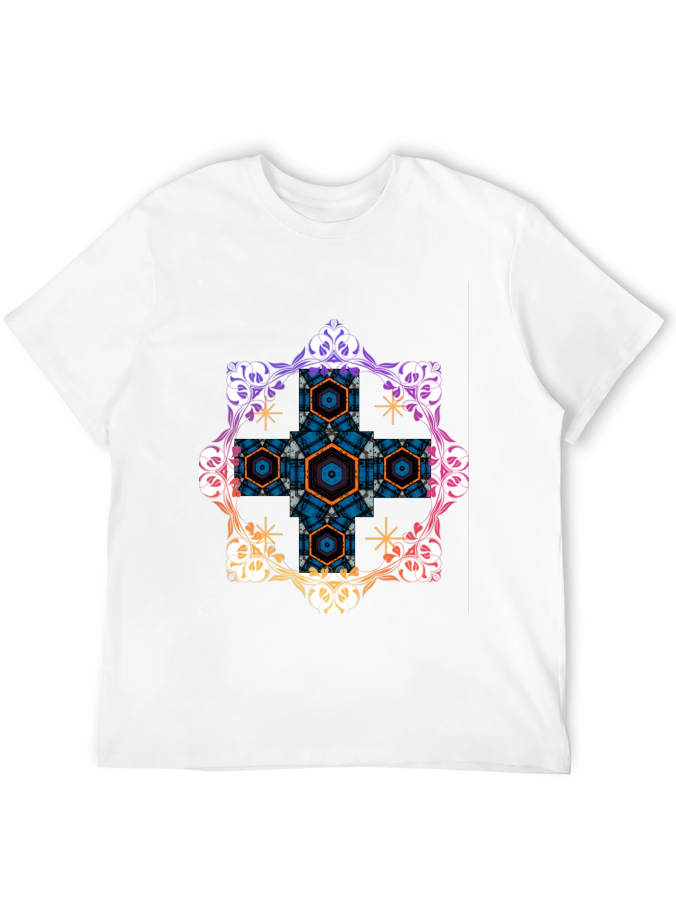 Geometric Hexagon Floral Graphic Tee
