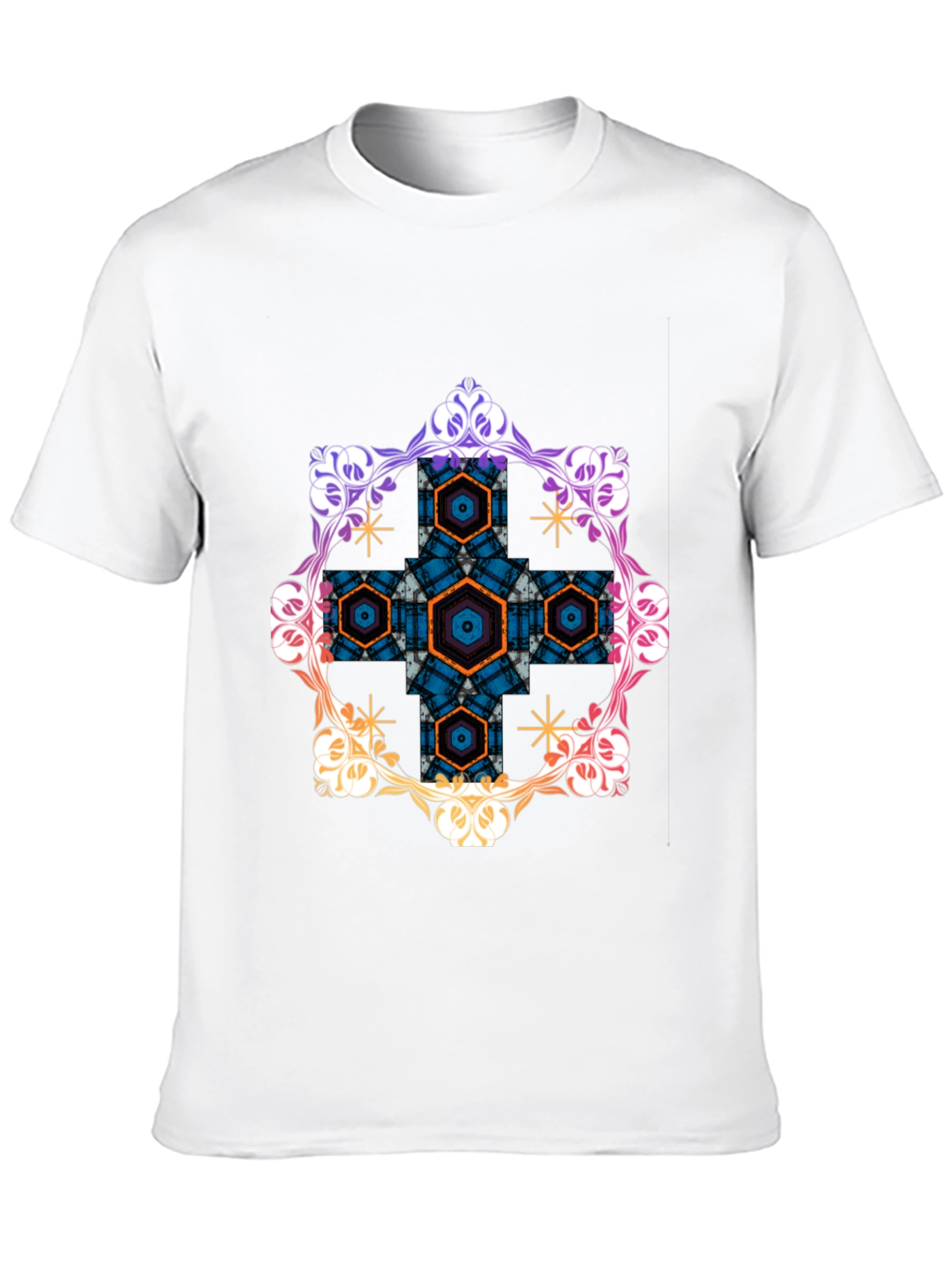 Geometric Hexagon Floral Graphic Tee