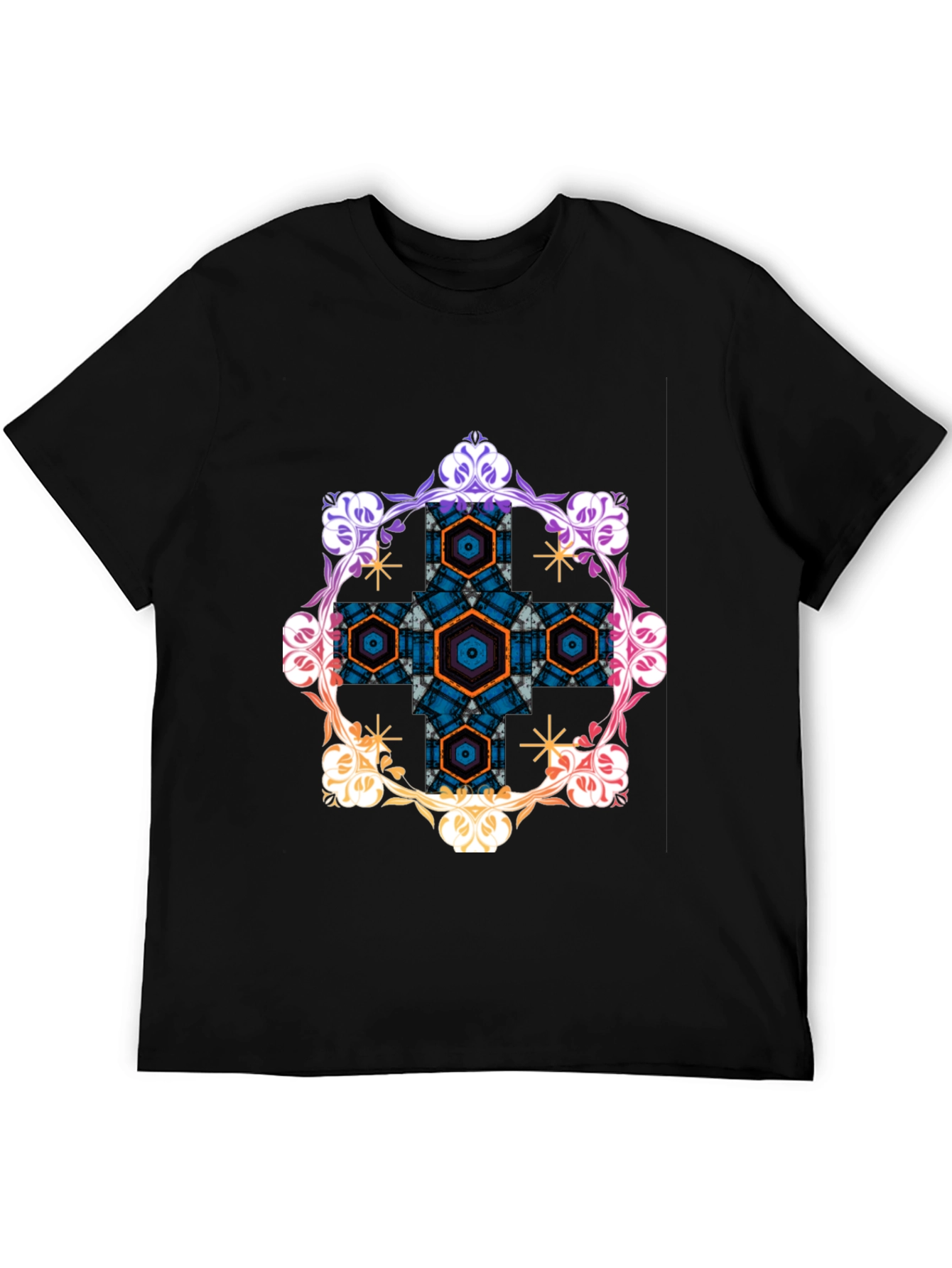 Geometric Hexagon Floral Graphic Tee