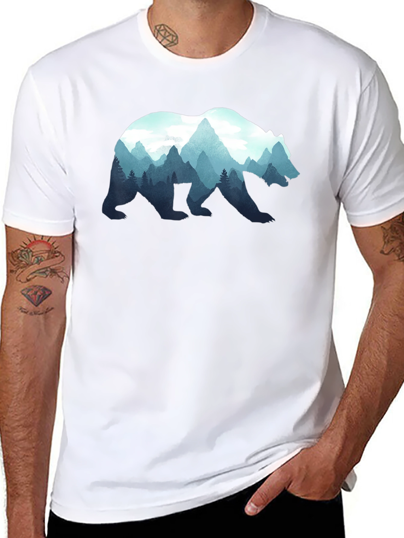 Nature Bear Graphic T-Shirt - Stylish Mens Tee