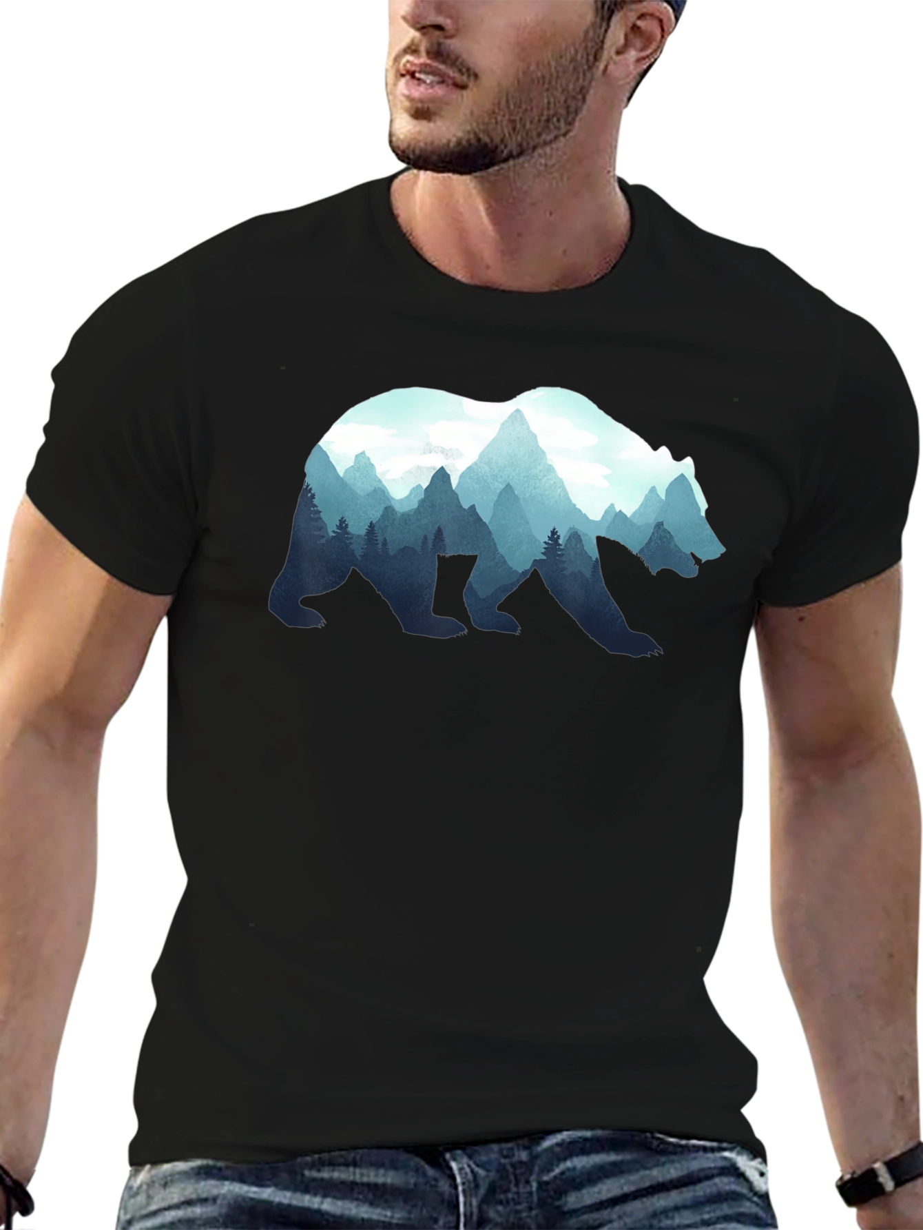 Nature Bear Graphic T-Shirt - Stylish Mens Tee