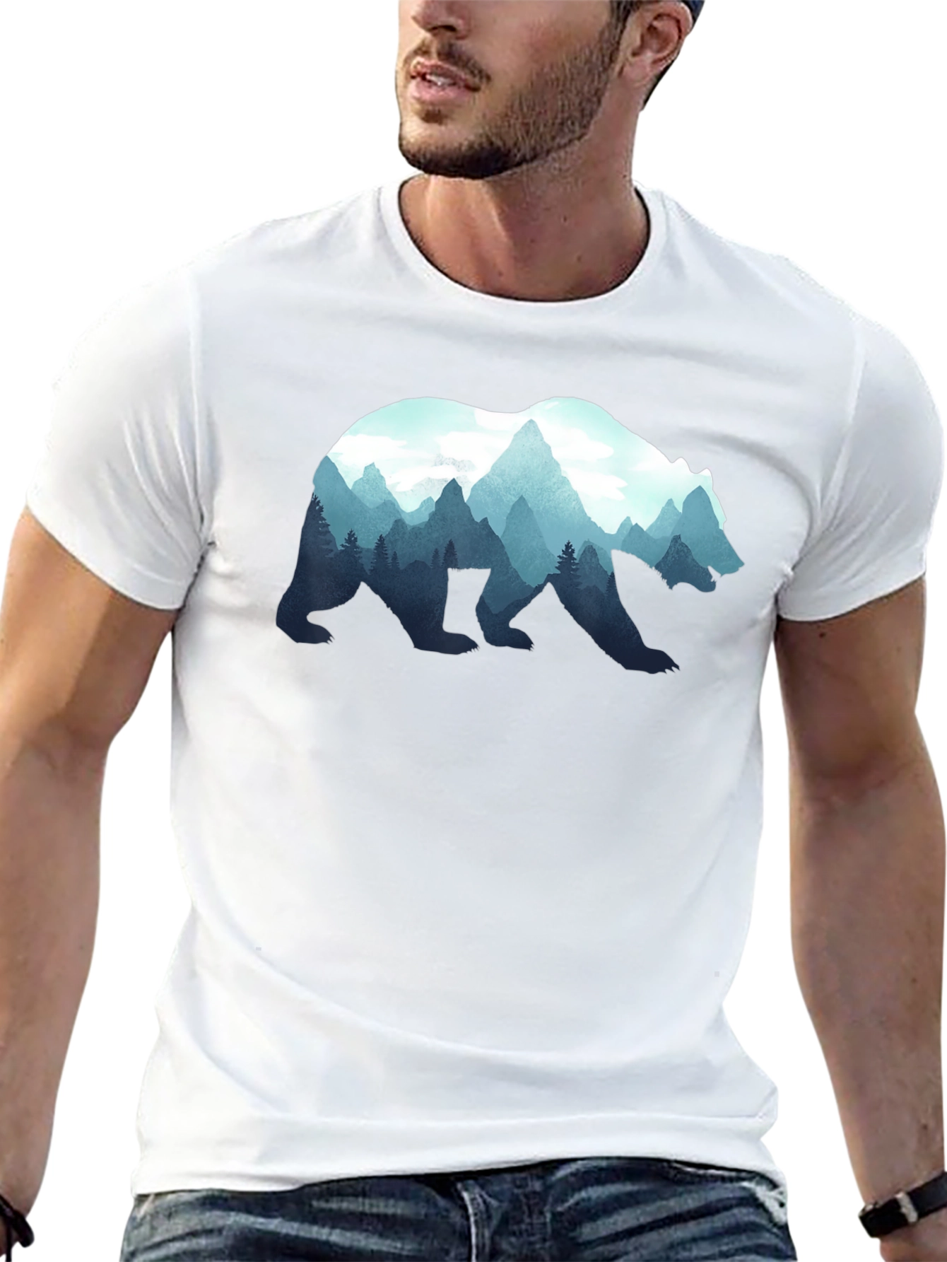Nature Bear Graphic T-Shirt - Stylish Mens Tee