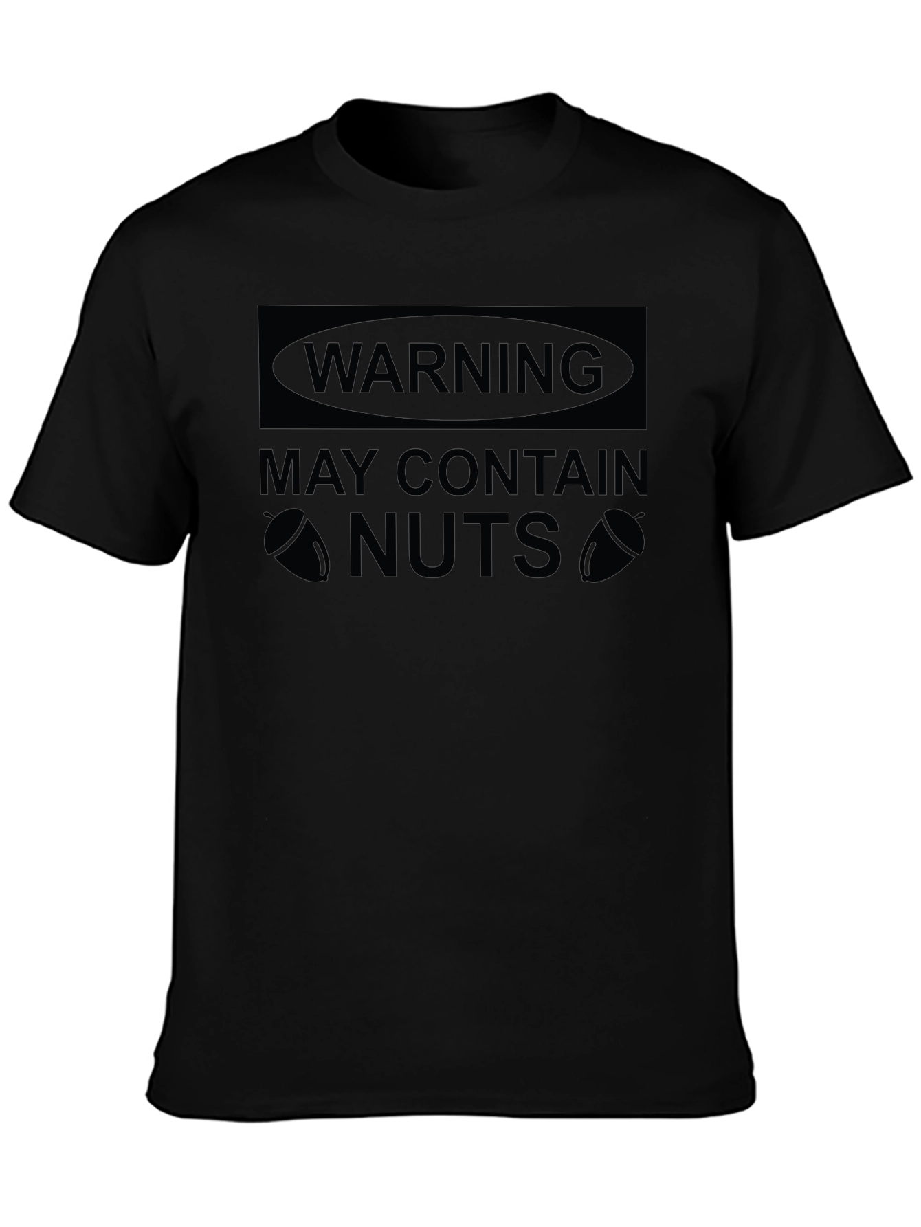 Warning May Contain Nuts Black Graphic T-Shirt