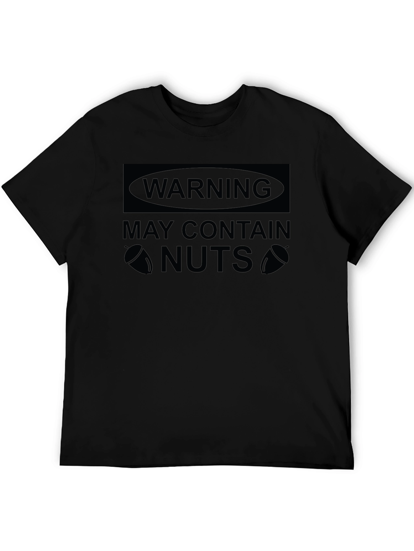 Warning May Contain Nuts Black Graphic T-Shirt