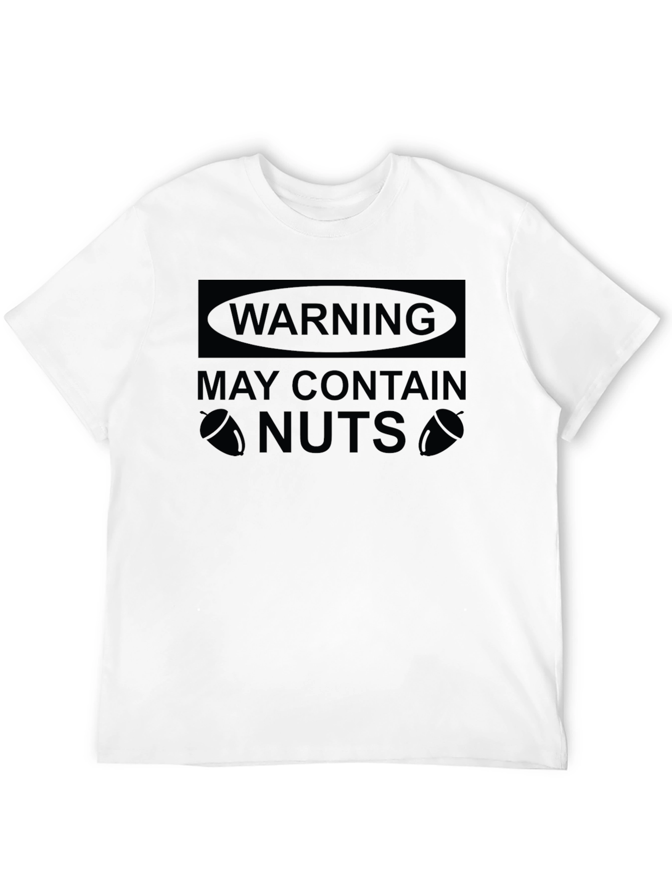 Warning May Contain Nuts Black Graphic T-Shirt