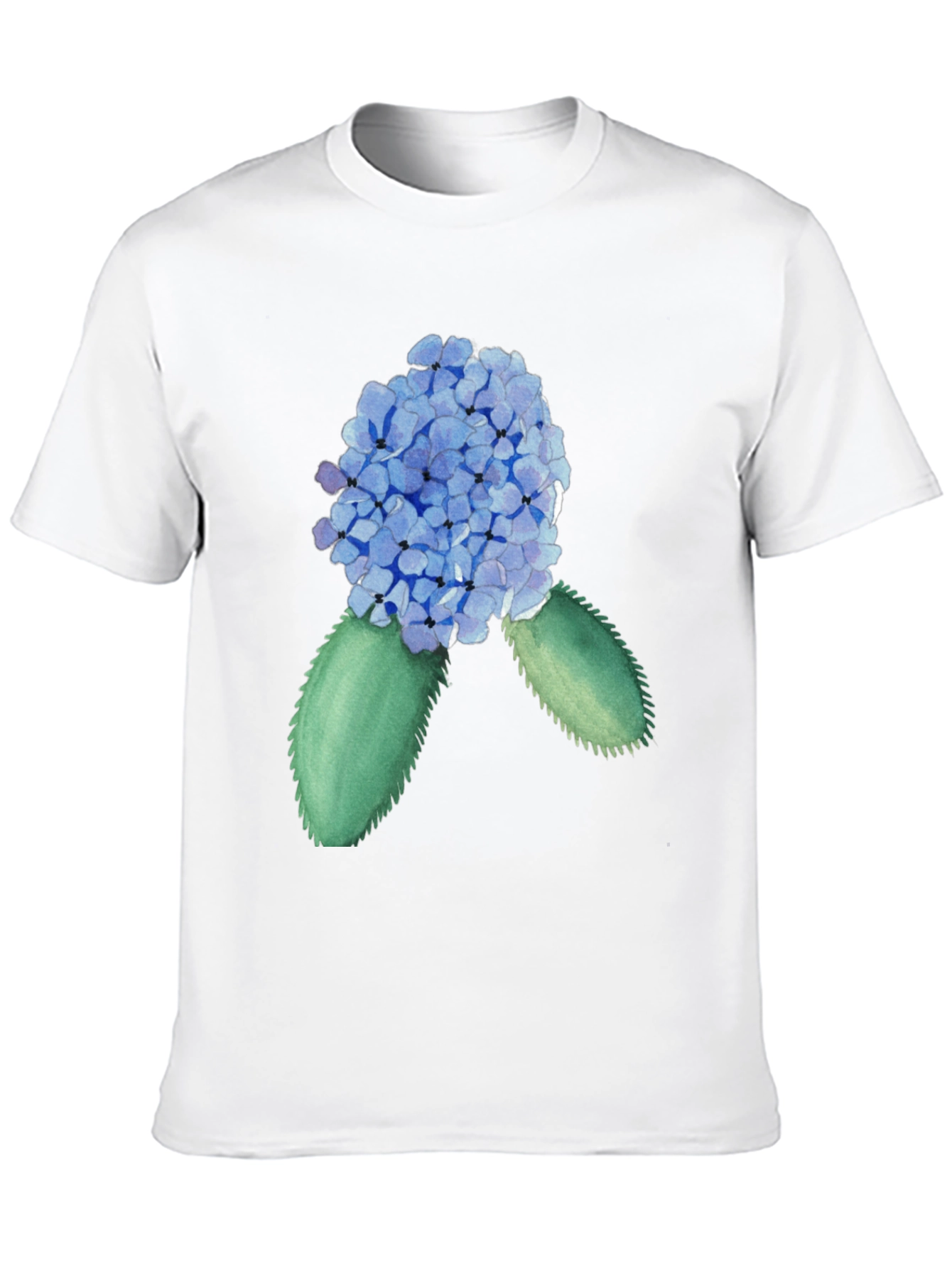 Hydrangea Watercolor Black T-Shirt