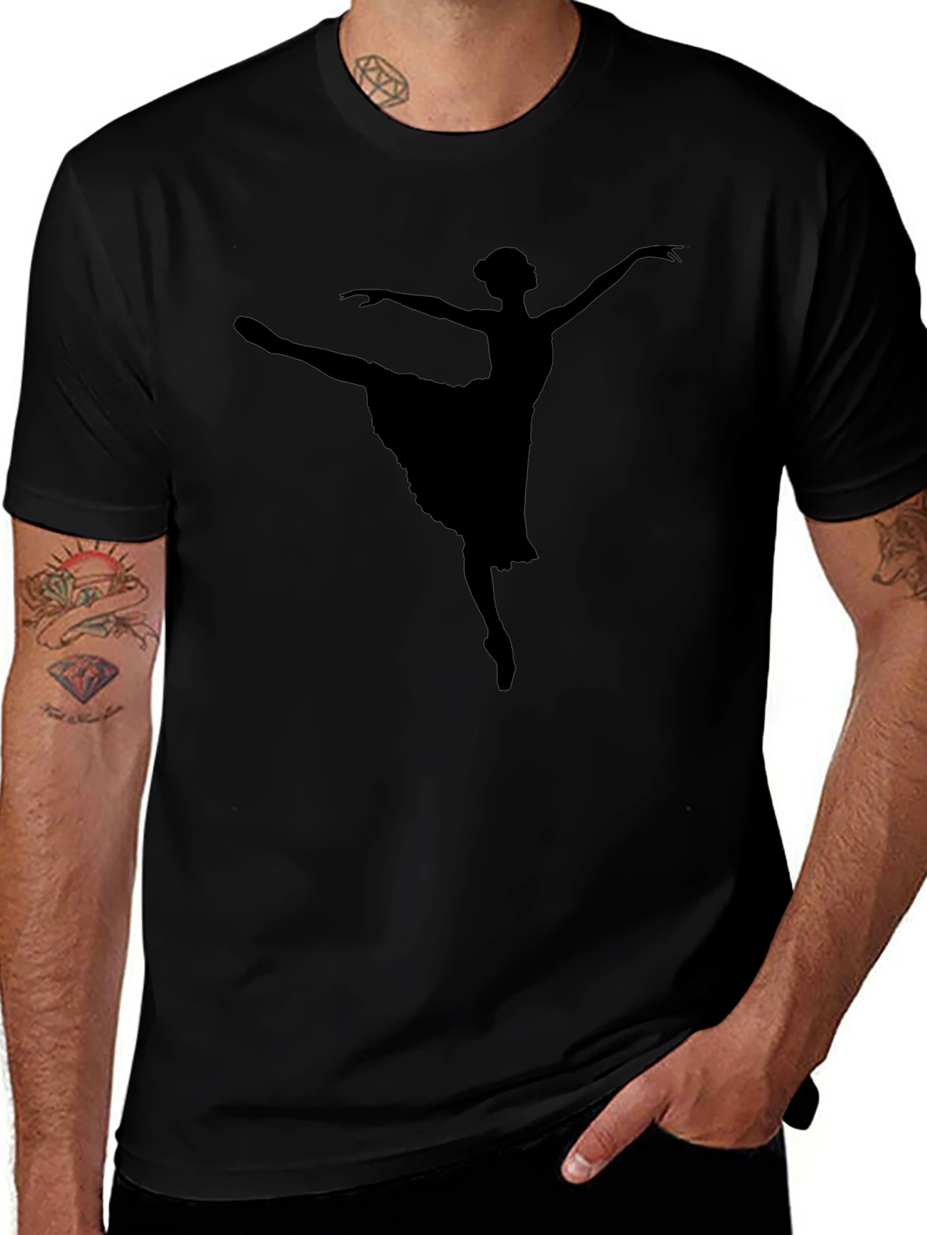 Black Ballet Dancer Silhouette T-Shirt