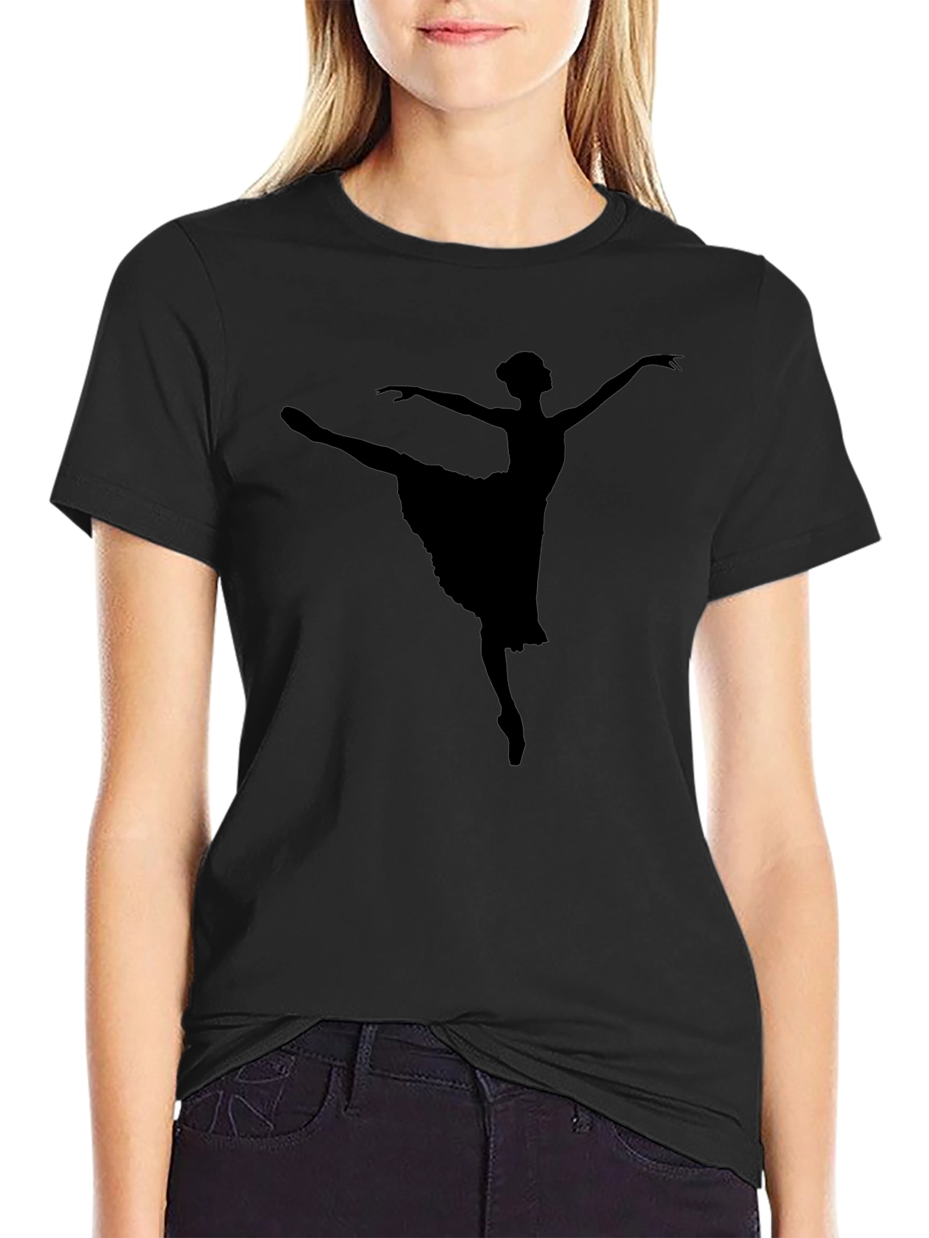 Black Ballet Dancer Silhouette T-Shirt