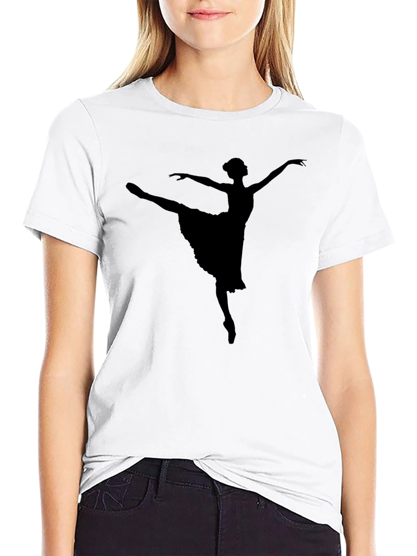 Black Ballet Dancer Silhouette T-Shirt