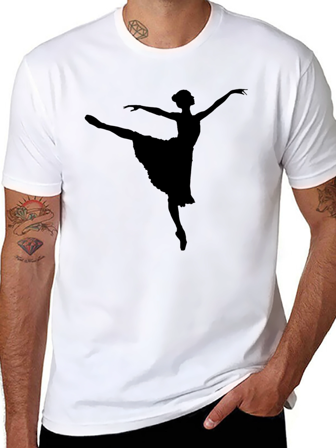 Black Ballet Dancer Silhouette T-Shirt