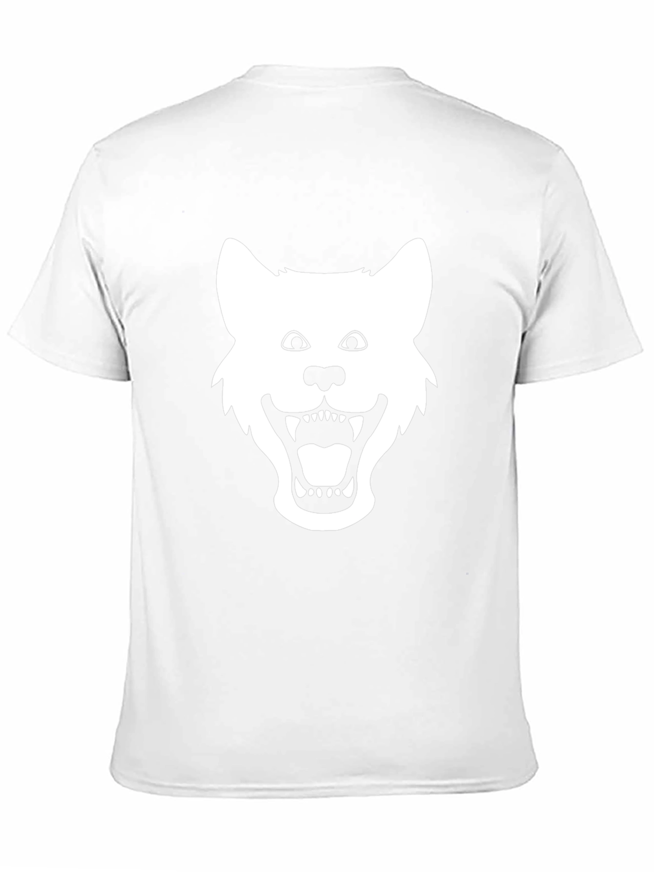 Mens Black T-shirt with White Wolf Graphic