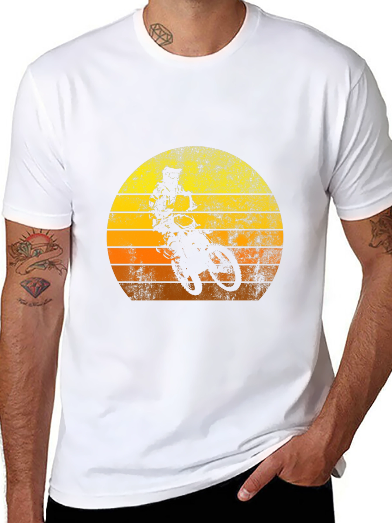 Retro Motocross Sunset T-Shirt - Black