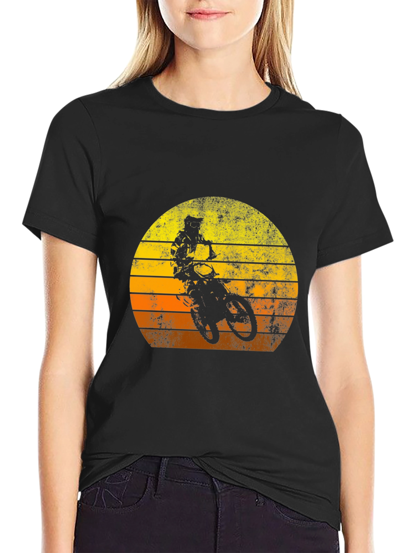 Retro Motocross Sunset T-Shirt - Black