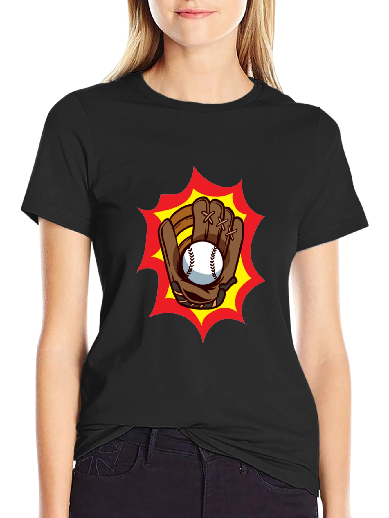 Baseball Glove Graphic Tee - Classic Black