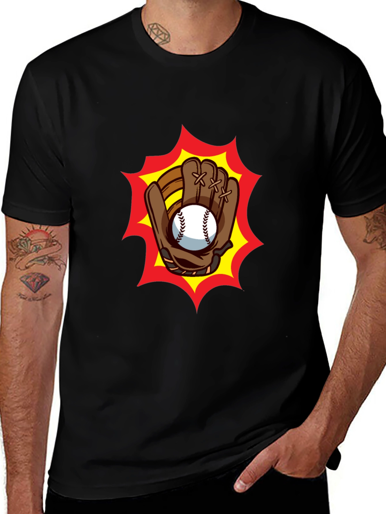 Baseball Glove Graphic Tee - Classic Black