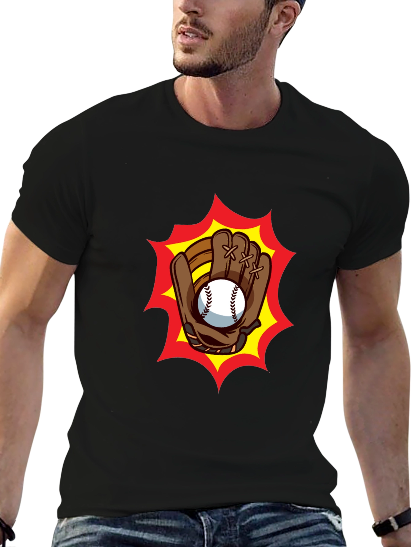 Baseball Glove Graphic Tee - Classic Black