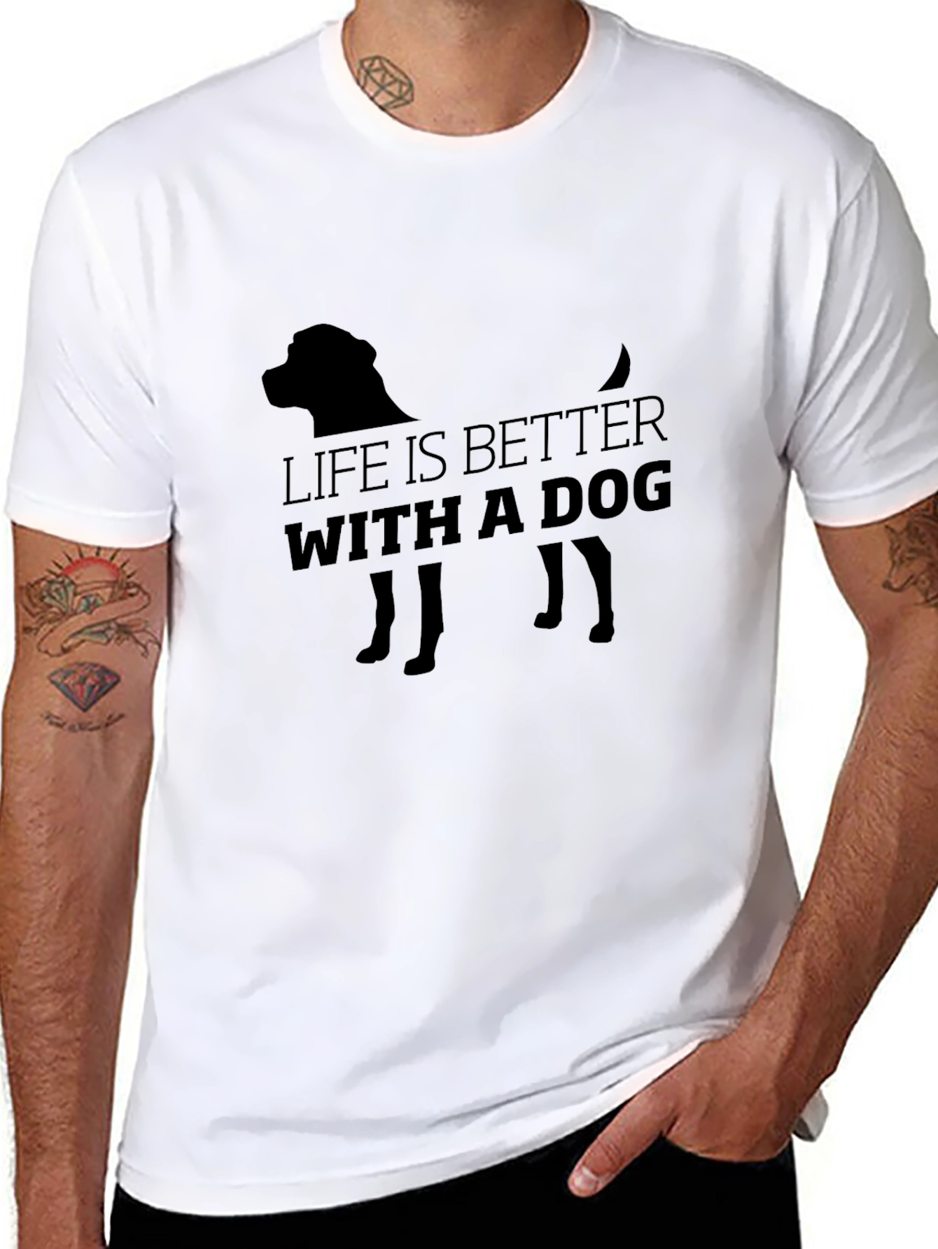 Life is Better with a Dog Black T-Shirt